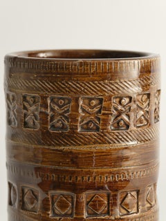 Braune Steinzeugvase aus der Mitte des Jahrhunderts von Aldo Londi für Bitossi, Italien, 1960er Jahre