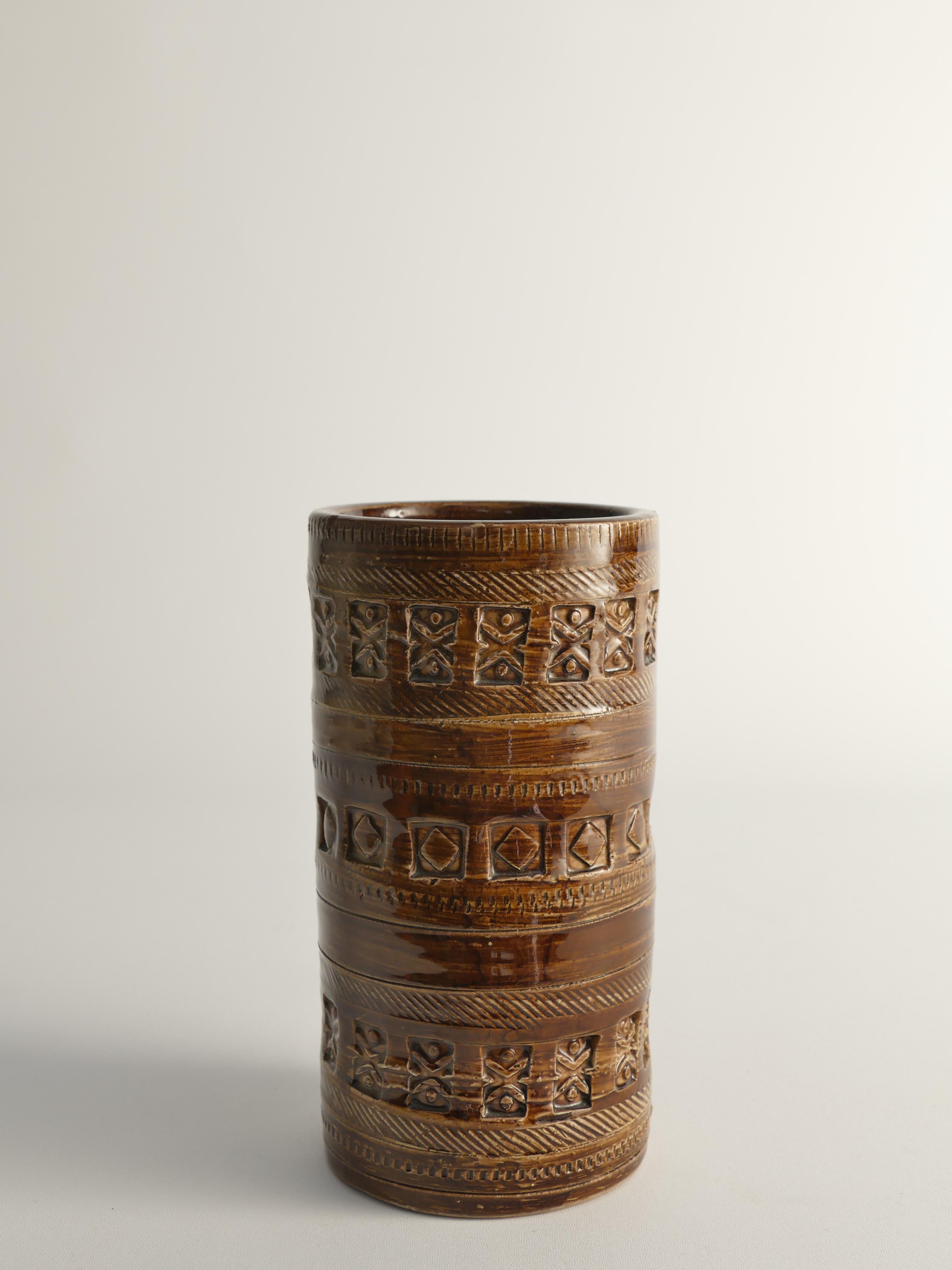 Svedese Vaso moderno di metà secolo in gres marrone di Aldo Londi per Bitossi, Italia, anni '60 in vendita
