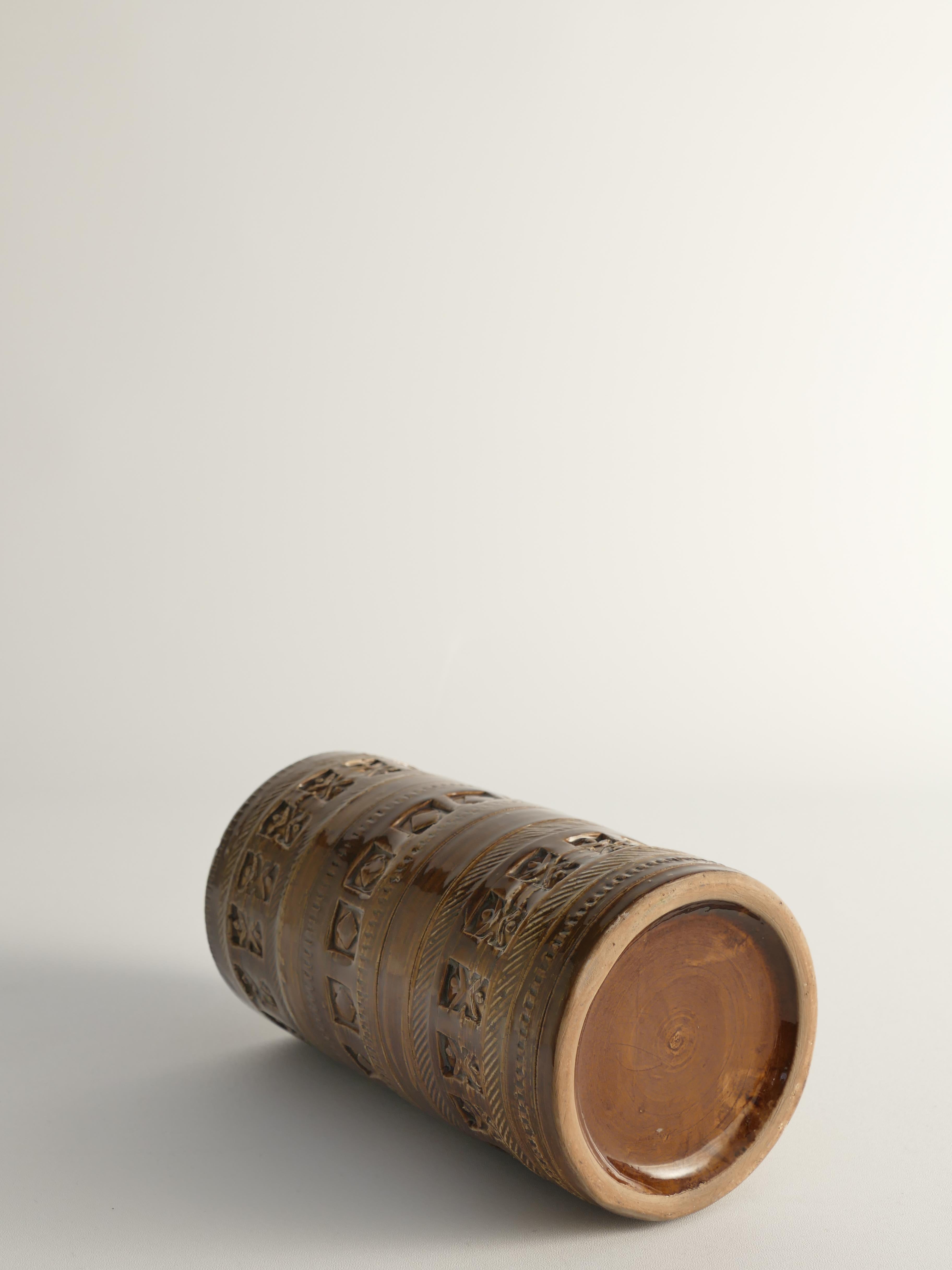 Vaso moderno di metà secolo in gres marrone di Aldo Londi per Bitossi, Italia, anni '60 in vendita 1