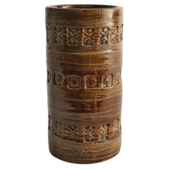 Mid-century Modern Brown Stoneware Vase by Aldo Londi for Bitossi, Italy, 1960s