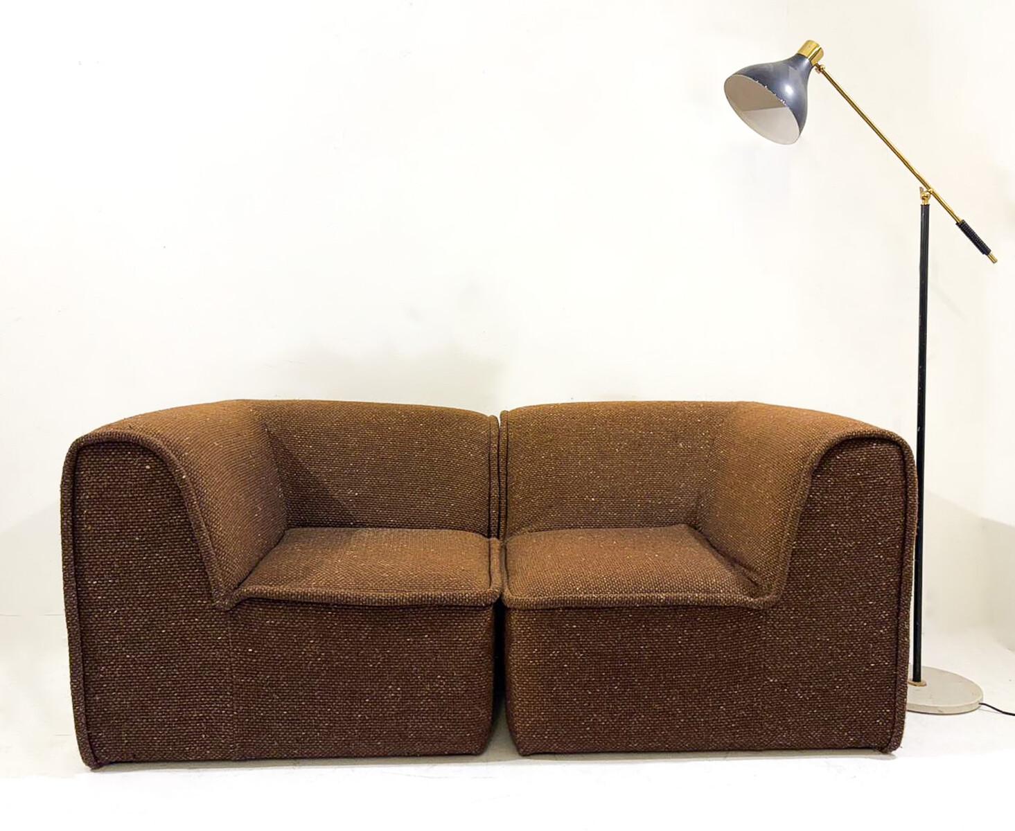 Braunes Zweisitzer-Sofa aus der Jahrhundertmitte, Italien