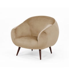 Mid-Century Modern brown velvet & oak Niemeyer lounge chair by InsidherLand