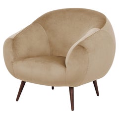 Mid-Century Modern brown velvet & oak Niemeyer lounge chair by InsidherLand