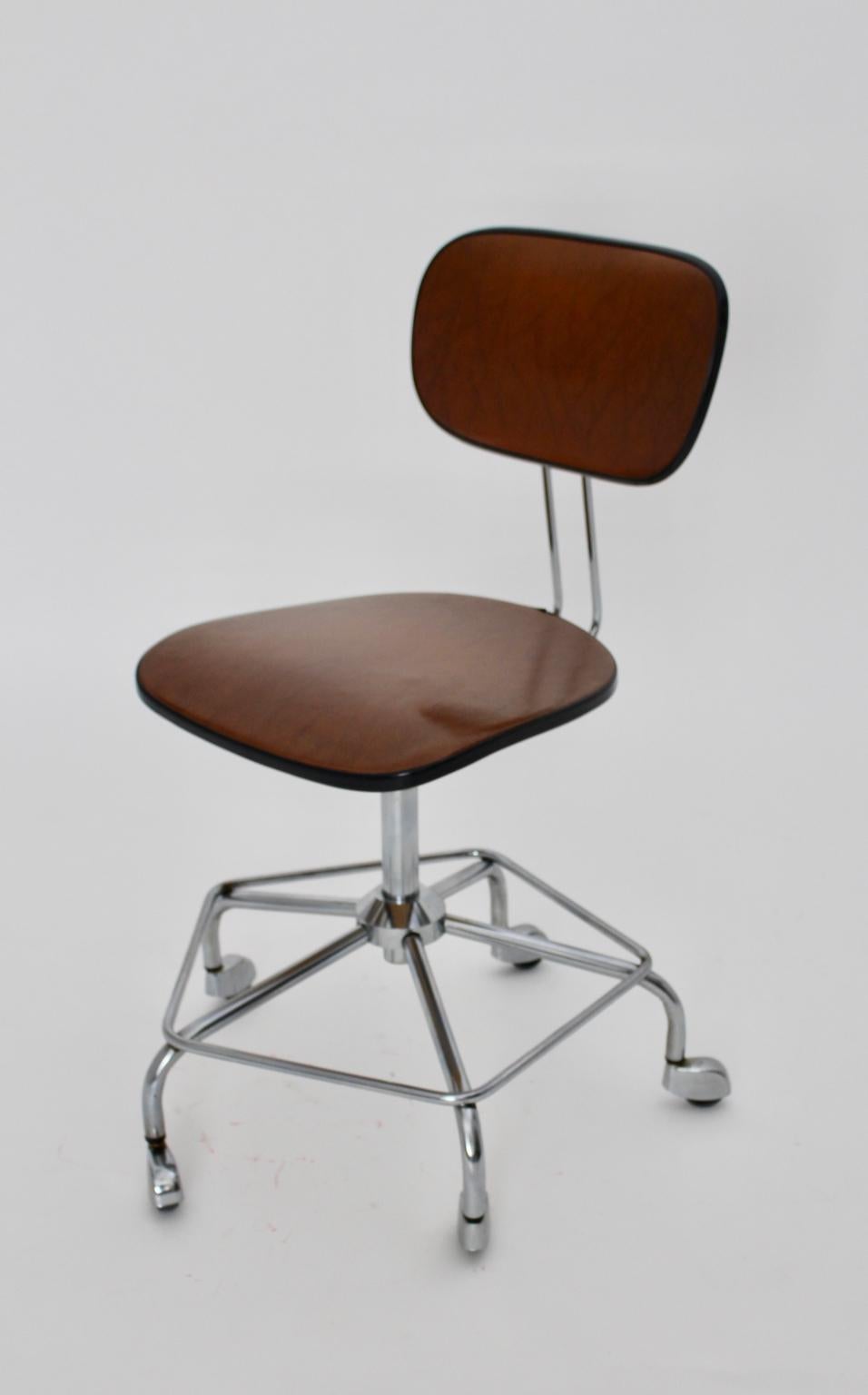 Mid-Century Modern Vintage Desk Chair Attributed to Egon Eiermann, 1950, Germany For Sale 8
