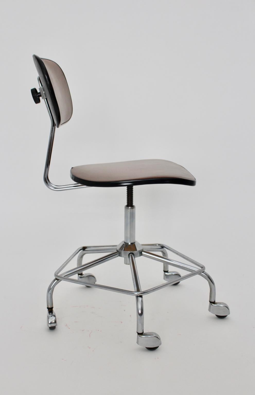 Metal Mid-Century Modern Vintage Desk Chair Attributed to Egon Eiermann, 1950, Germany For Sale
