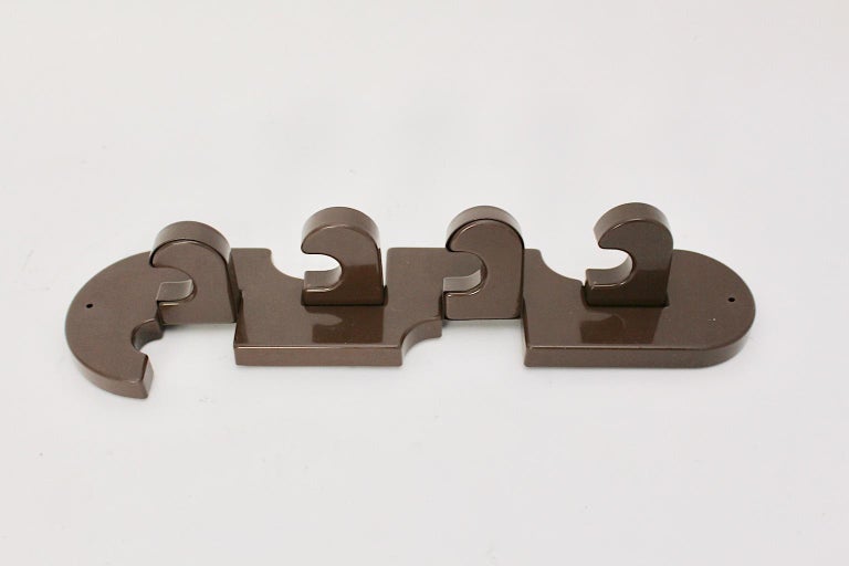 Mid-Century Modern Brown Vintage Wall Plastic Coat Rack, Italy, 1970 ...