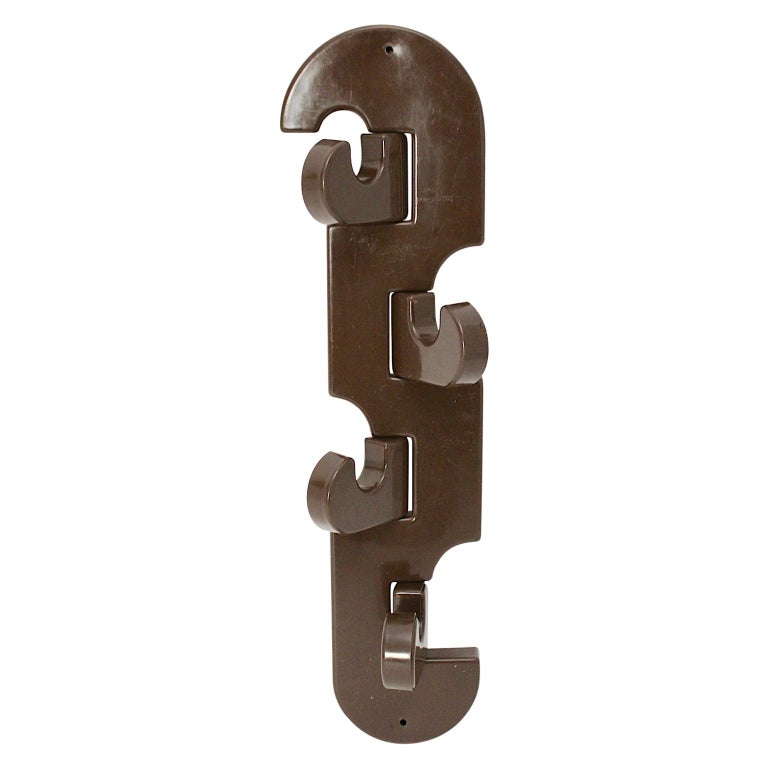 Mid-Century Modern Brown Vintage Wall Plastic Coat Rack, Italy, 1970 ...