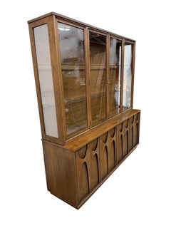 Mid-Century Modern Broyhill Brasilia 2-Piece Walnut China Cabinet