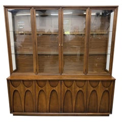 Mid-Century Modern Broyhill Brasilia 2-Piece Walnut China Cabinet