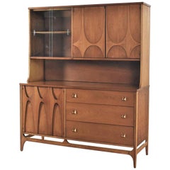 Used Mid-Century Modern Broyhill Brasilia Buffet with Detachable China Hutch Cabinet