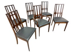 Mid-Century Modern Broyhill Brasilia Dark Walnut Dining Chairs - Set of 6