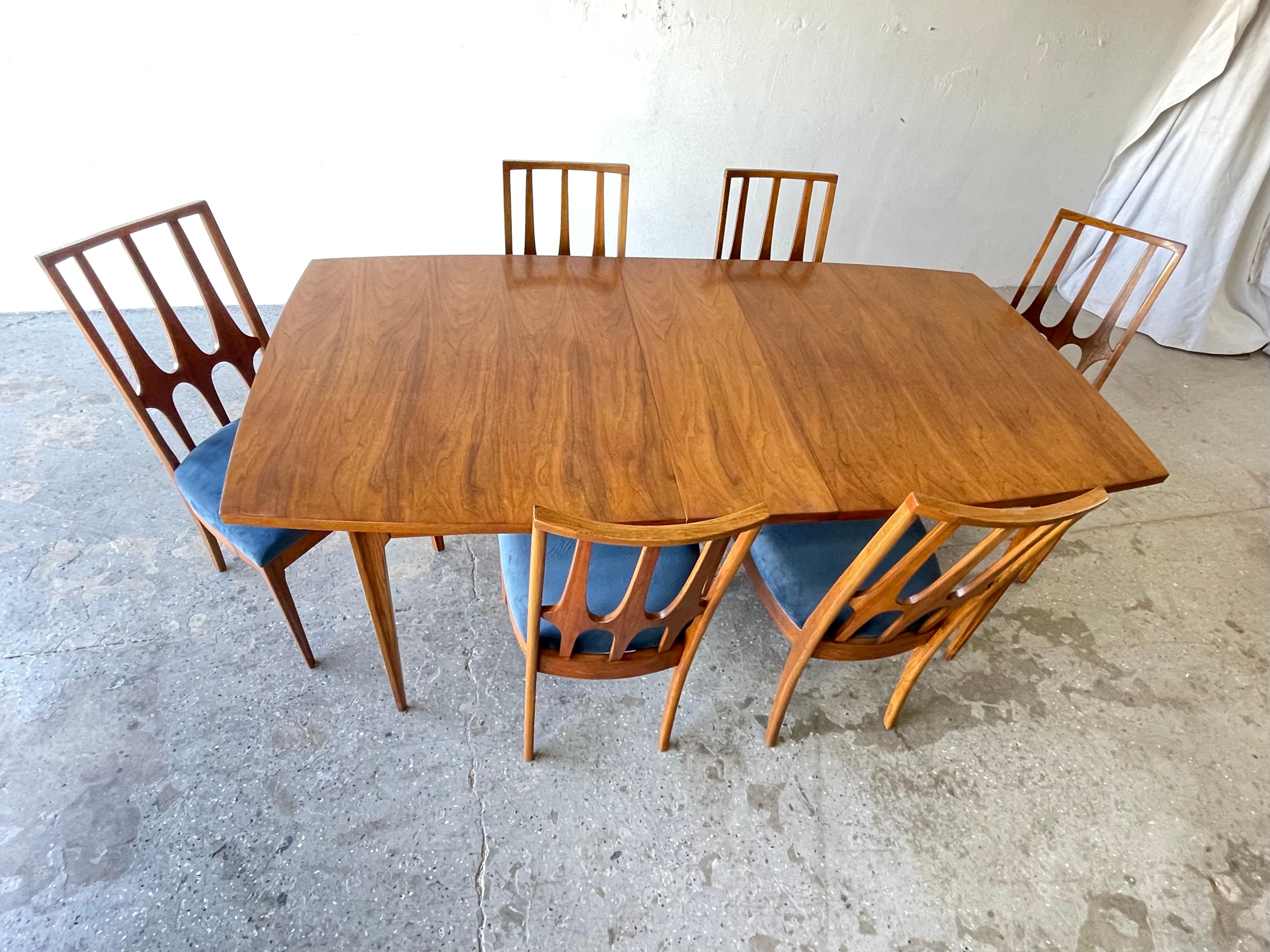 Restored Mid-Century Modern Brasilia dining set


Beautiful Broyhill Brasilia dining set, comes with a table and 6 chairs. This beautiful set is very sturdy. And timeless style. The table has been refinished and the wood grain is beautiful. The