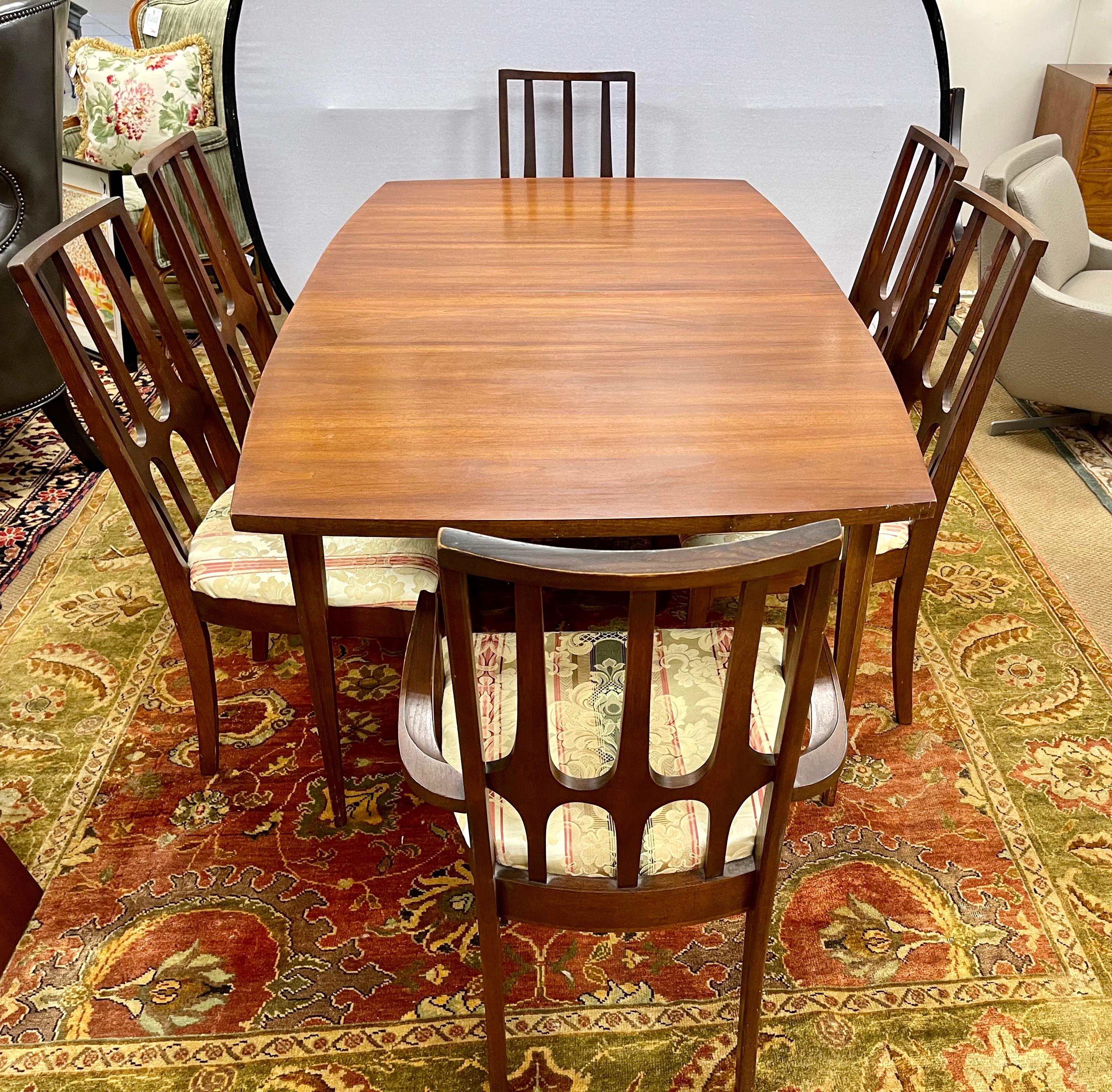 American Mid-Century Modern Broyhill Brasilia Expandable Dining Room Set & Table 6 Chairs