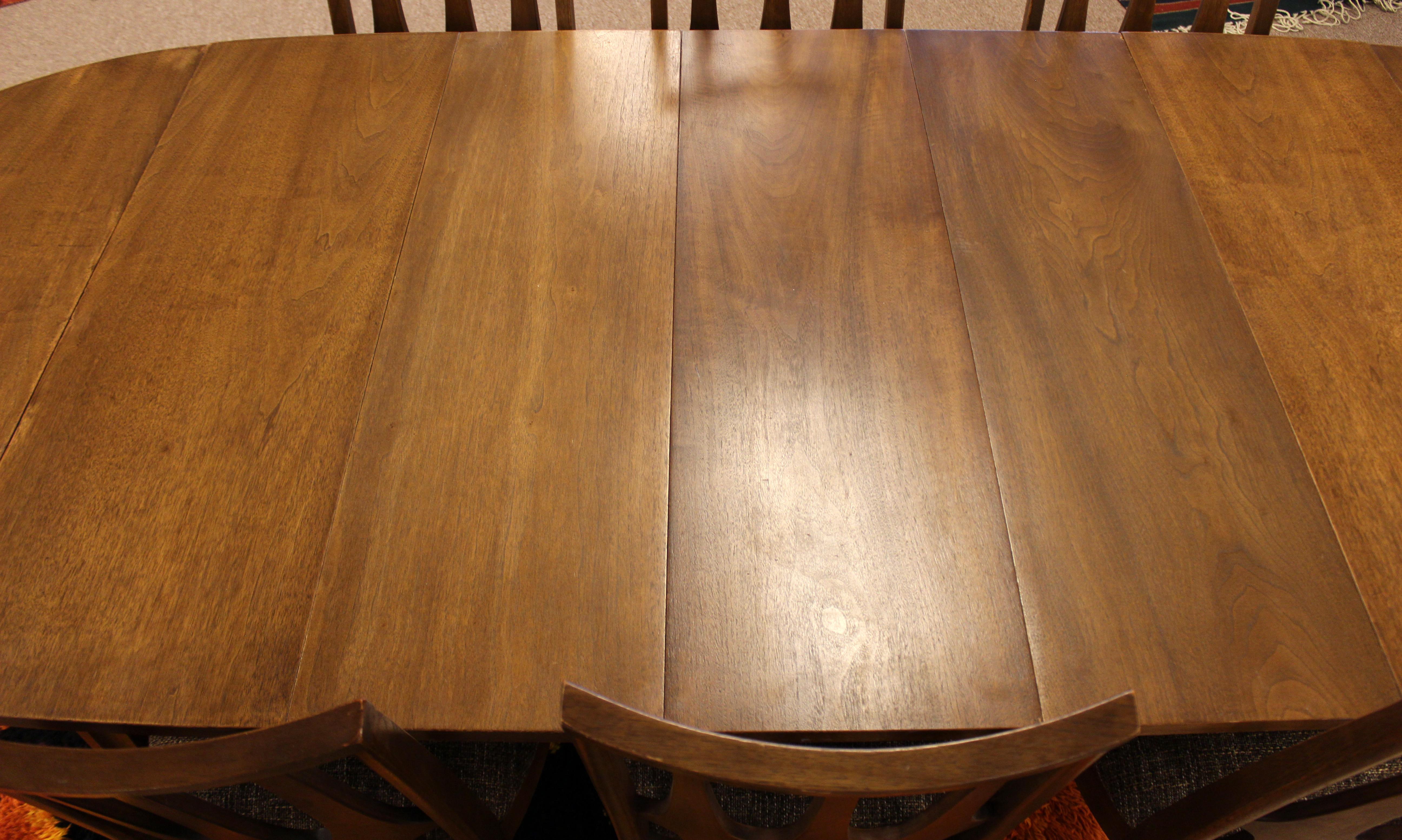 Wood Mid-Century Modern Broyhill Brasilia Expandable Dining Set Table 8 Chairs, 1960s