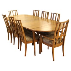 Retro Mid-Century Modern Broyhill Brasilia Expandable Dining Set Table 8 Chairs, 1960s