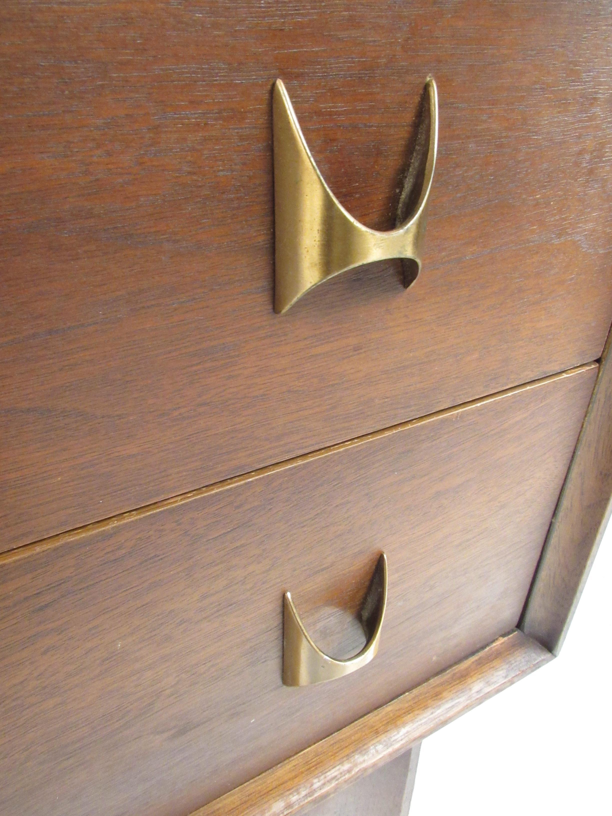 Brass Mid-Century Modern Broyhill Brasilia Highboy Dresser
