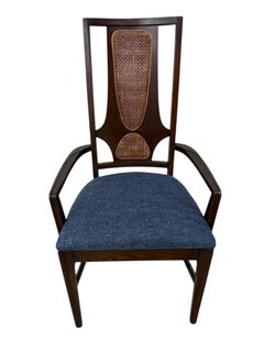 Mid-Century Modern Broyhill Brasilia II Walnut & Cane Dining Chairs - Set of 6