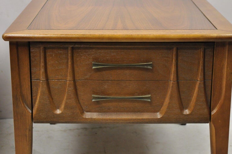MidCentury Modern Broyhill Brasilia Style Sculpted Walnut End Tables