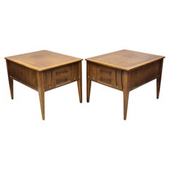 Used Mid-Century Modern Broyhill Brasilia Style Sculpted Walnut End Tables, a Pair