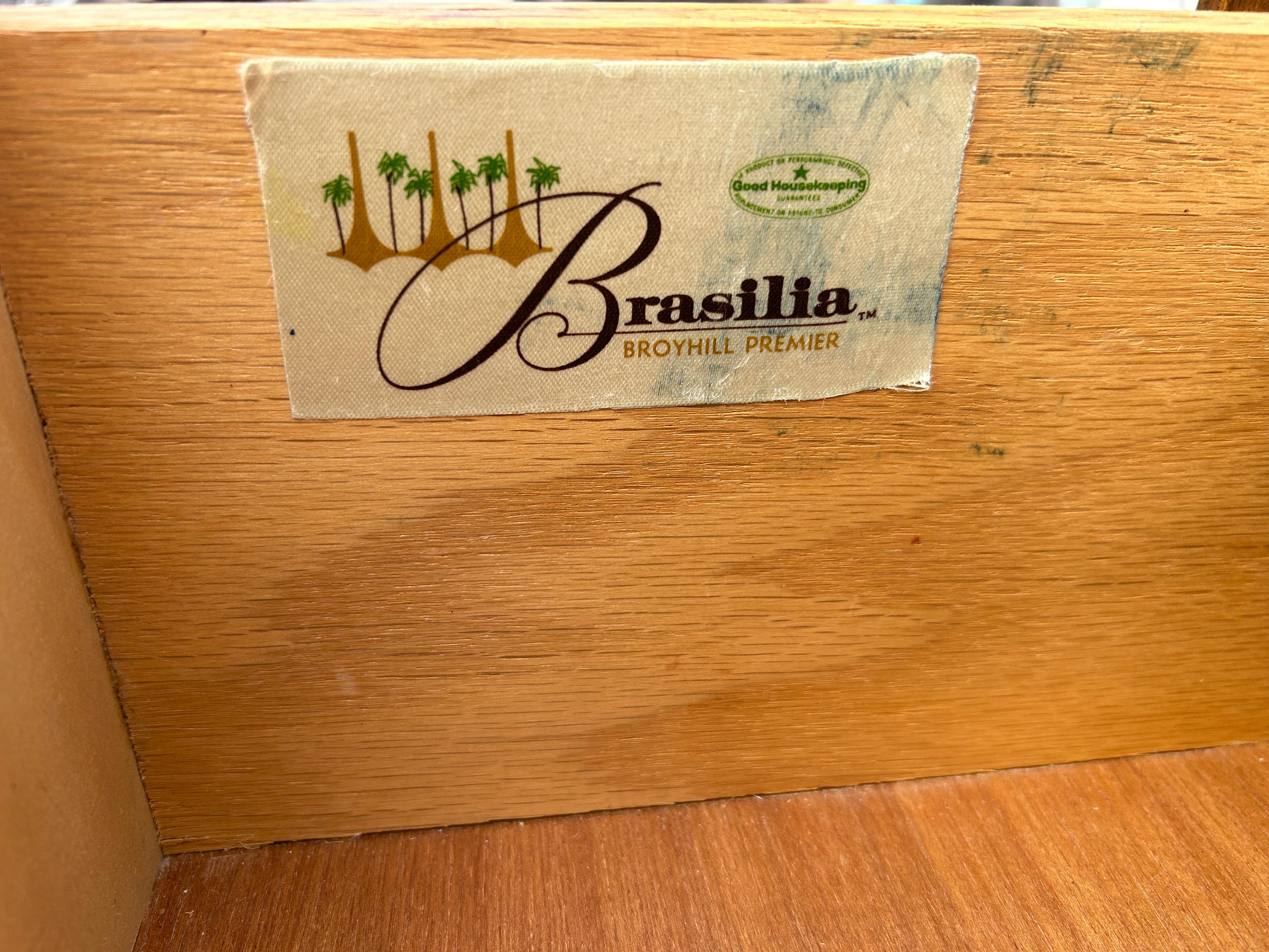 Mid-Century Modern Broyhill Brasilia Tall 5 Drawer Walnut Dresser 1