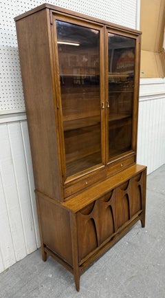 Mid-Century Modern Broyhill Brasilia Walnut 2-Piece Display Cabinet