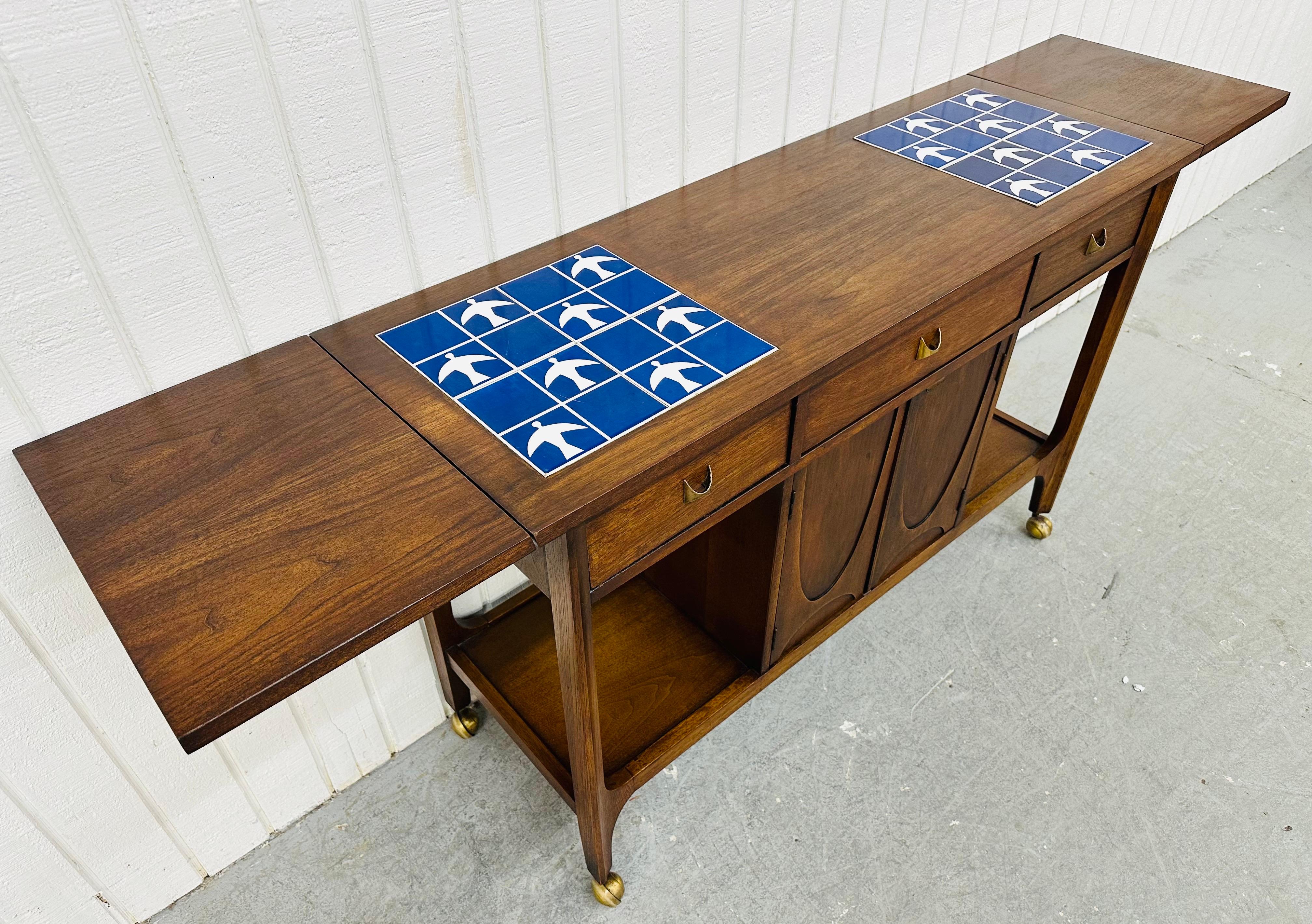 Brass Mid-Century Modern Broyhill Brasilia Walnut Bar Cart