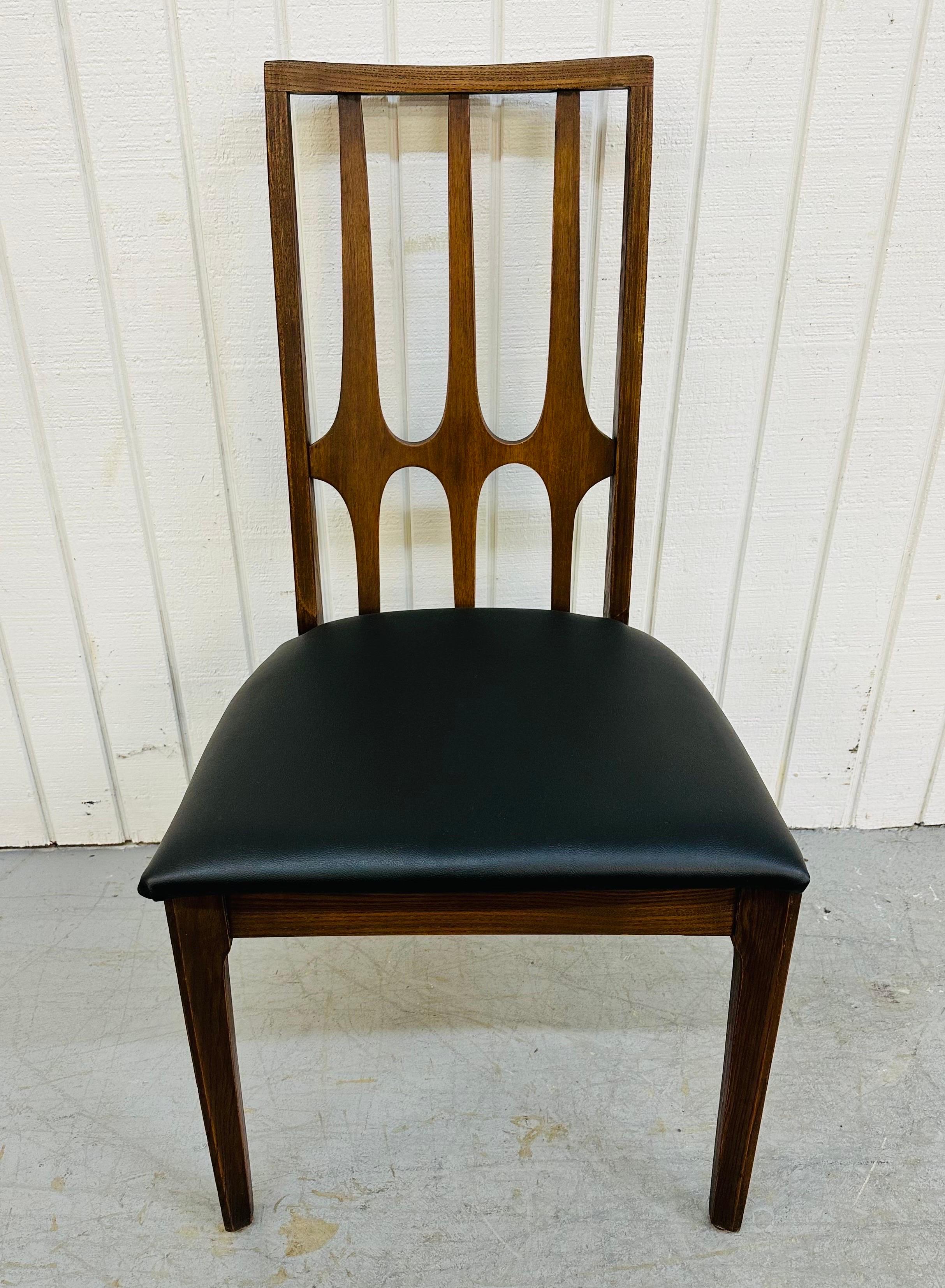 Faux Leather Mid-Century Modern Broyhill Brasilia Walnut Dining Chairs