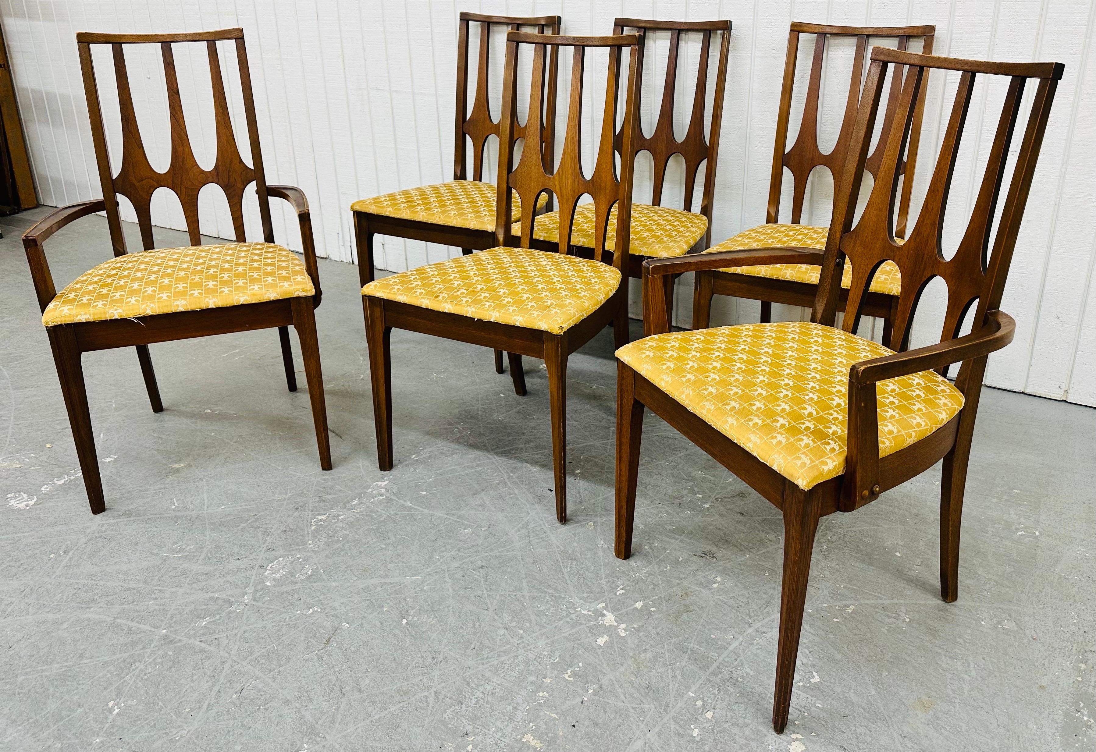 American Mid-Century Modern Broyhill Brasilia Walnut Dining Chairs - Set of 6