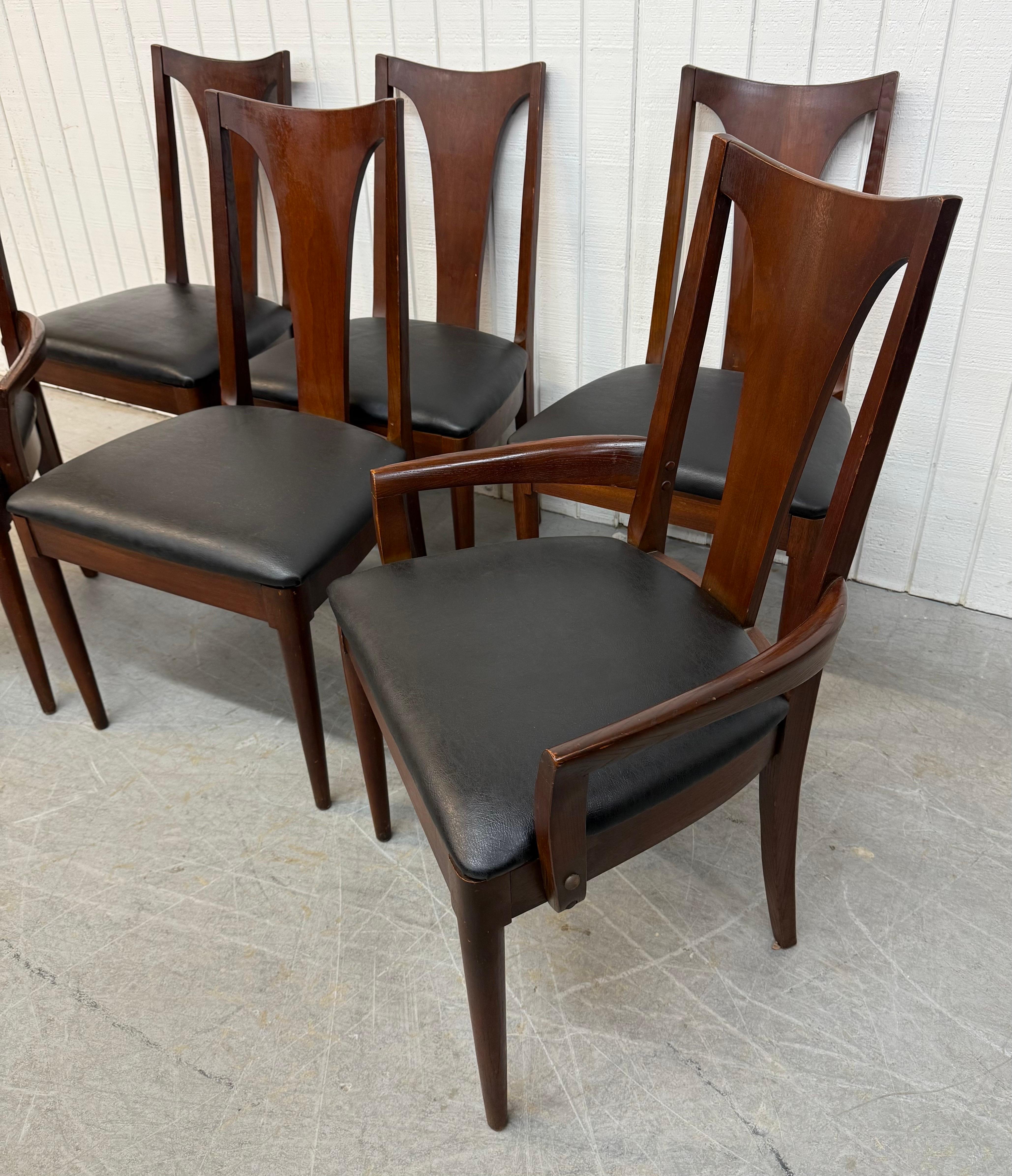 American Mid-Century Modern Broyhill Brasilia Walnut Dining Chairs - Set of 6 For Sale