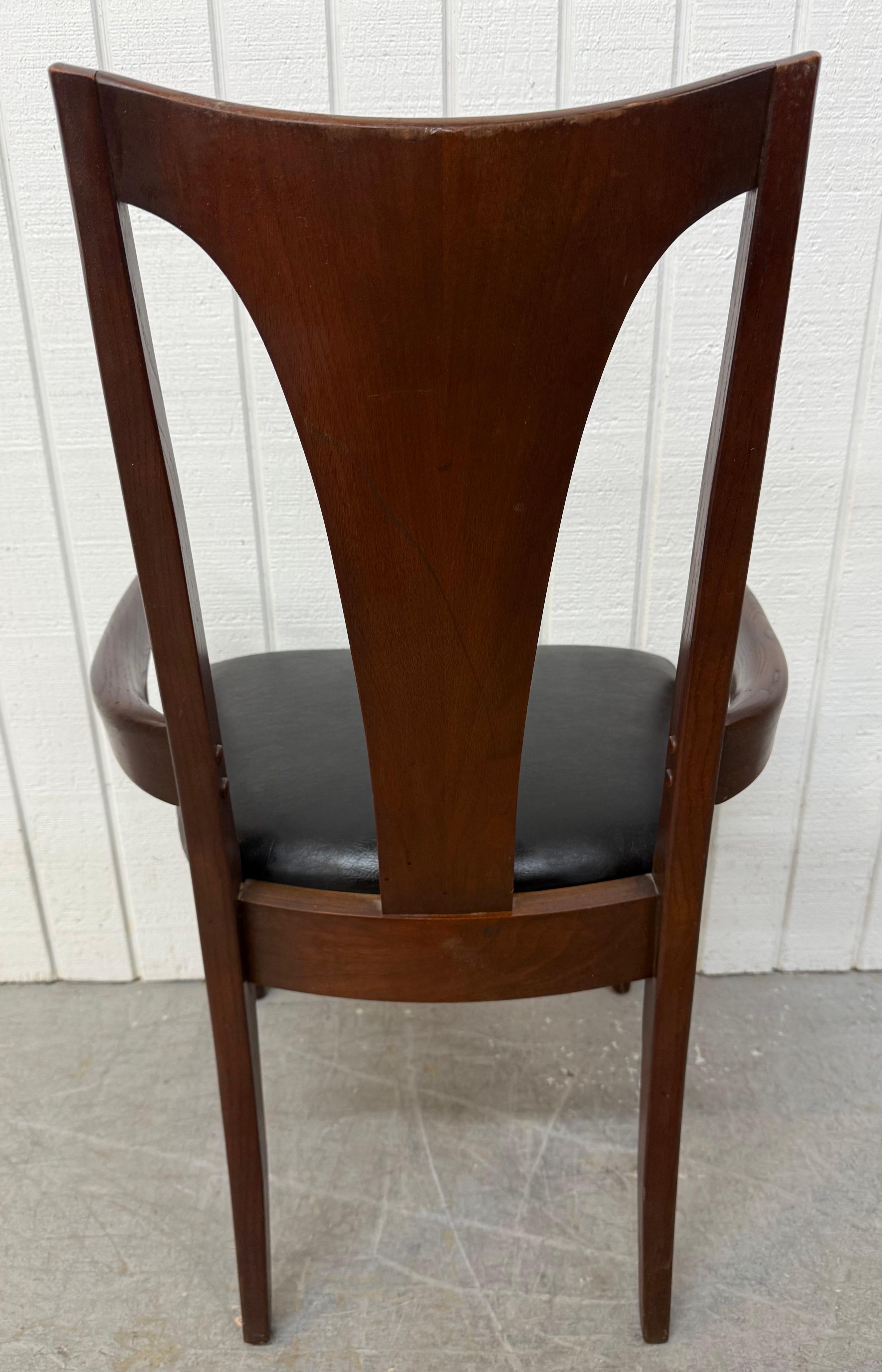 Faux Leather Mid-Century Modern Broyhill Brasilia Walnut Dining Chairs - Set of 6 For Sale