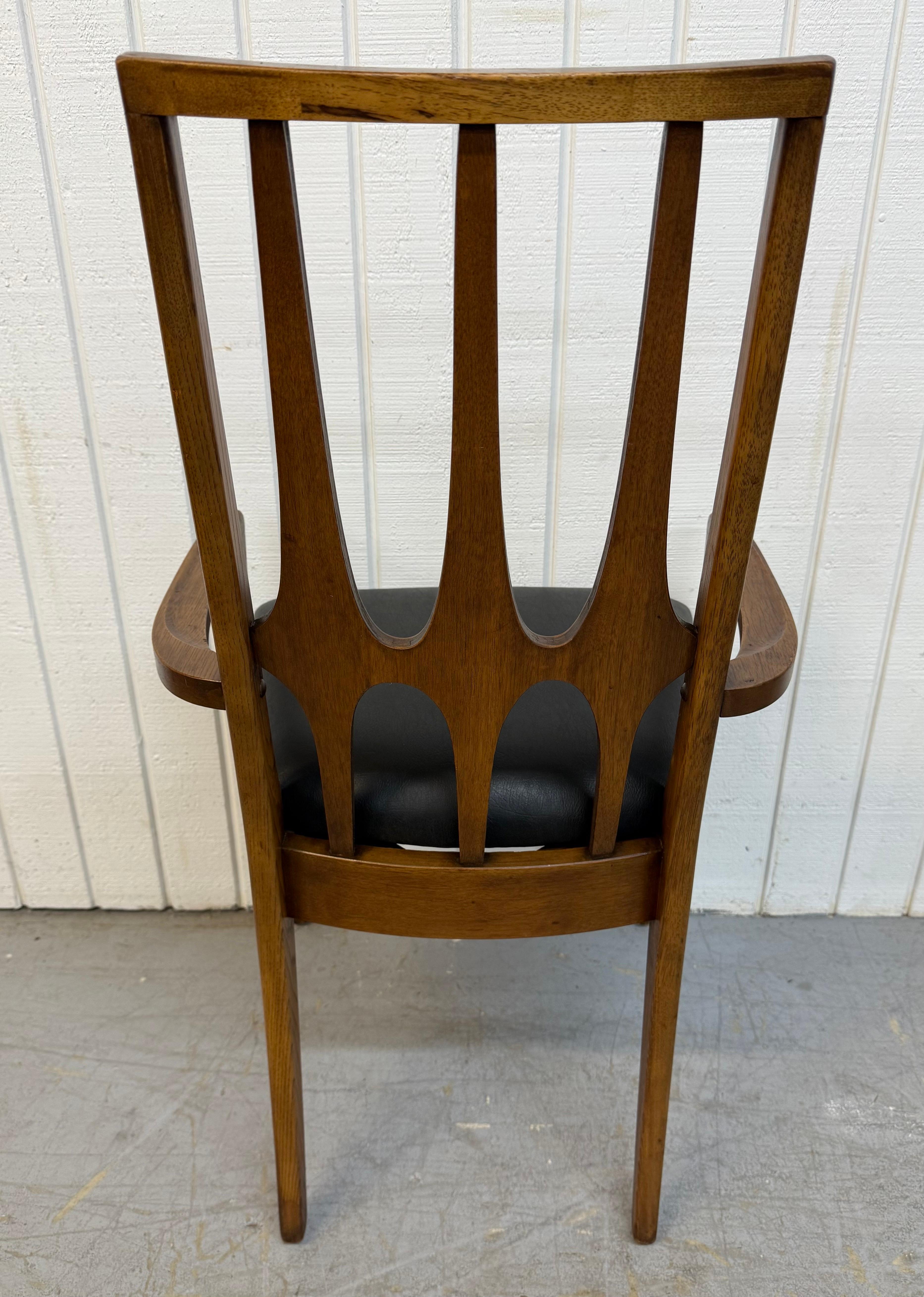 Faux Leather Mid-Century Modern Broyhill Brasilia Walnut Dining Chairs - Set of 6 For Sale