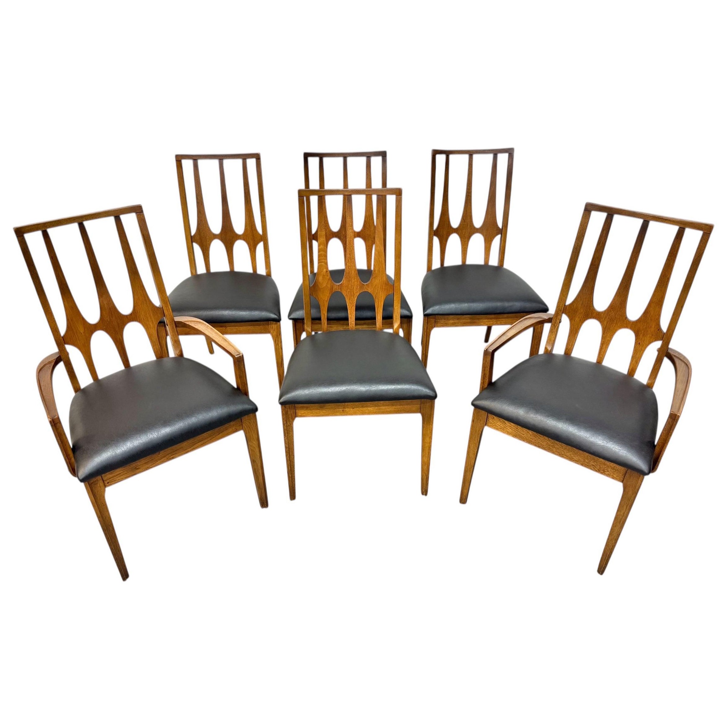 Mid-Century Modern Broyhill Brasilia Walnut Dining Chairs - Set of 6 For Sale