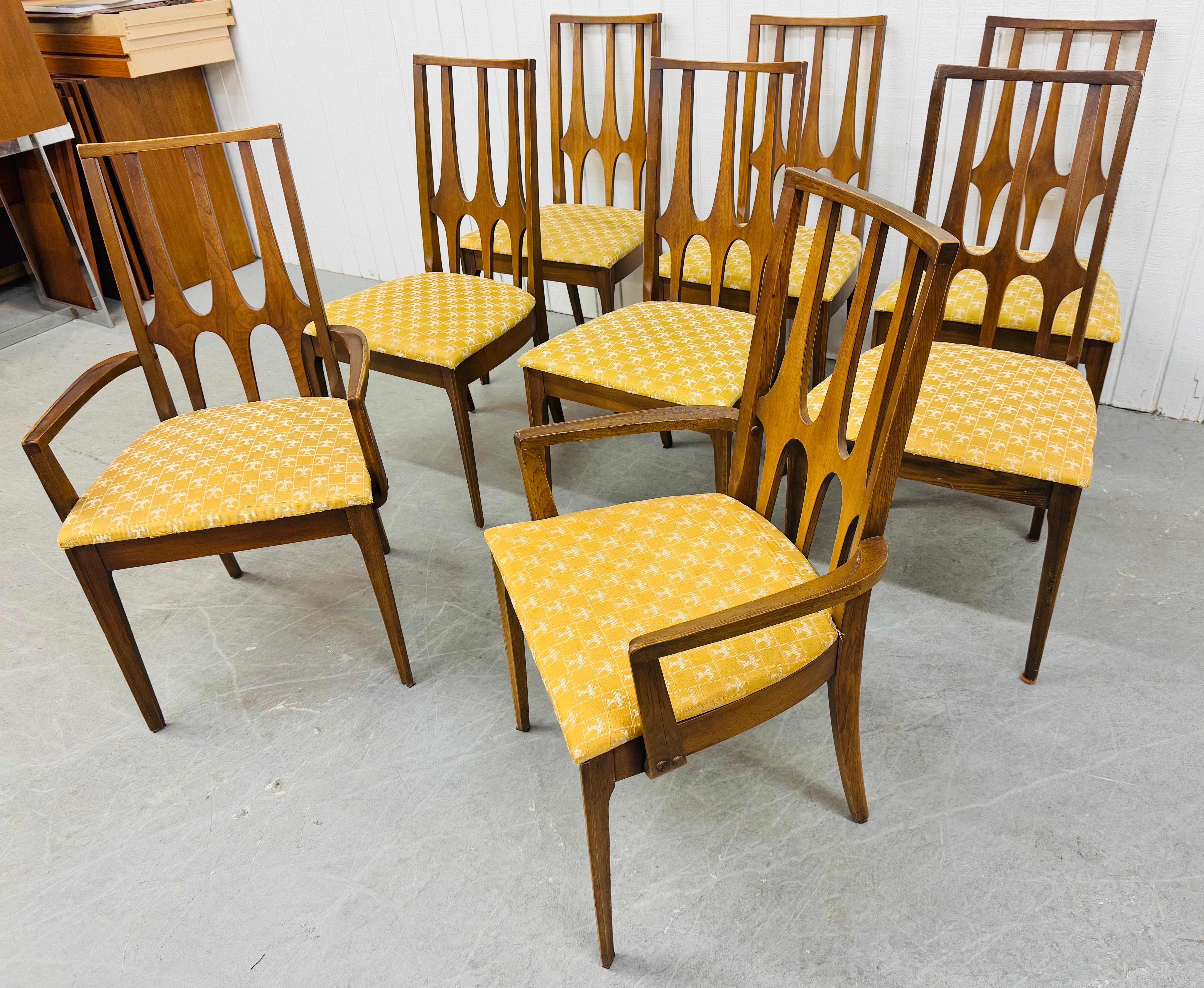 American Mid-Century Modern Broyhill Brasilia Walnut Dining Chairs - Set of 8
