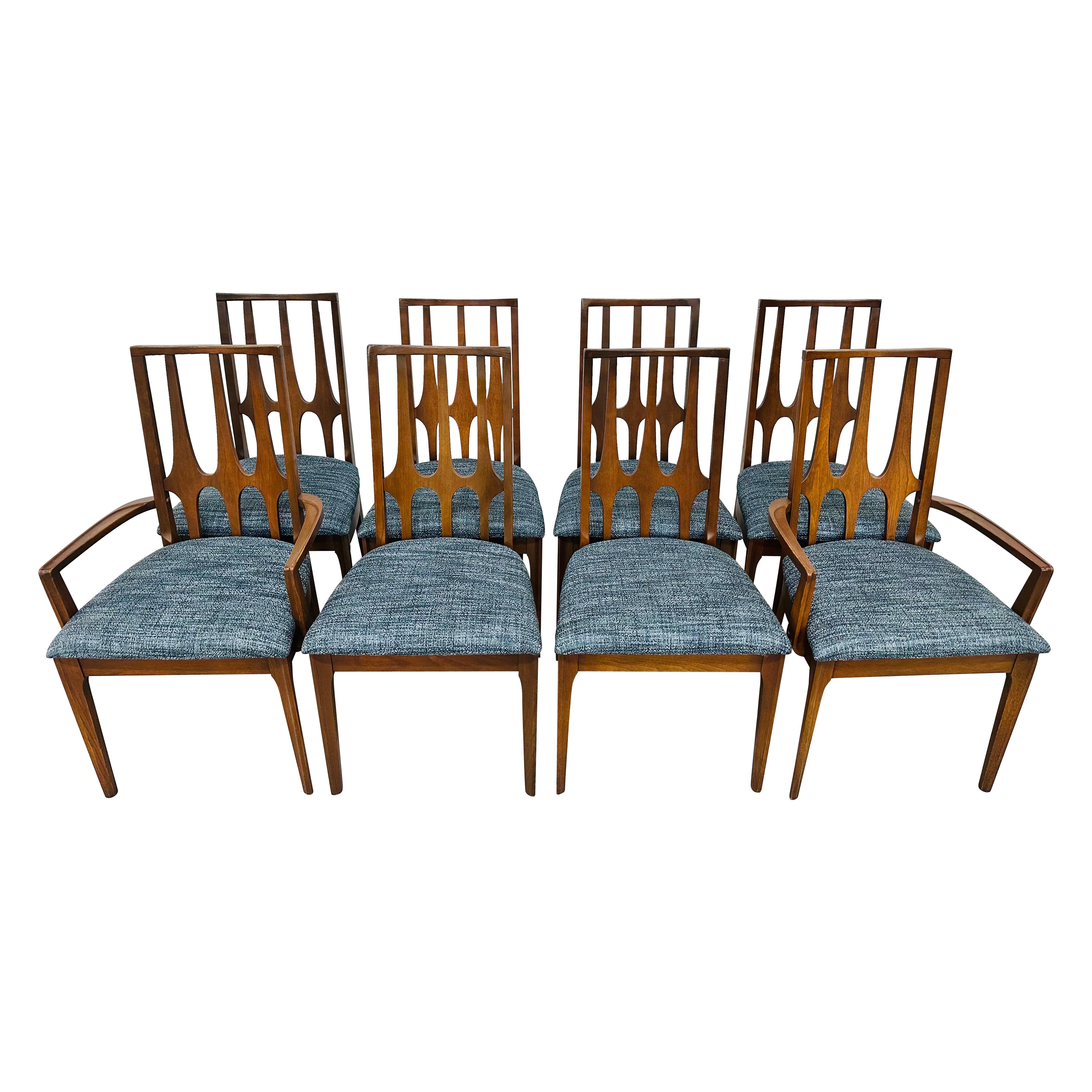 Mid-Century Modern Broyhill Brasilia Walnut Dining Chairs - Set of 8