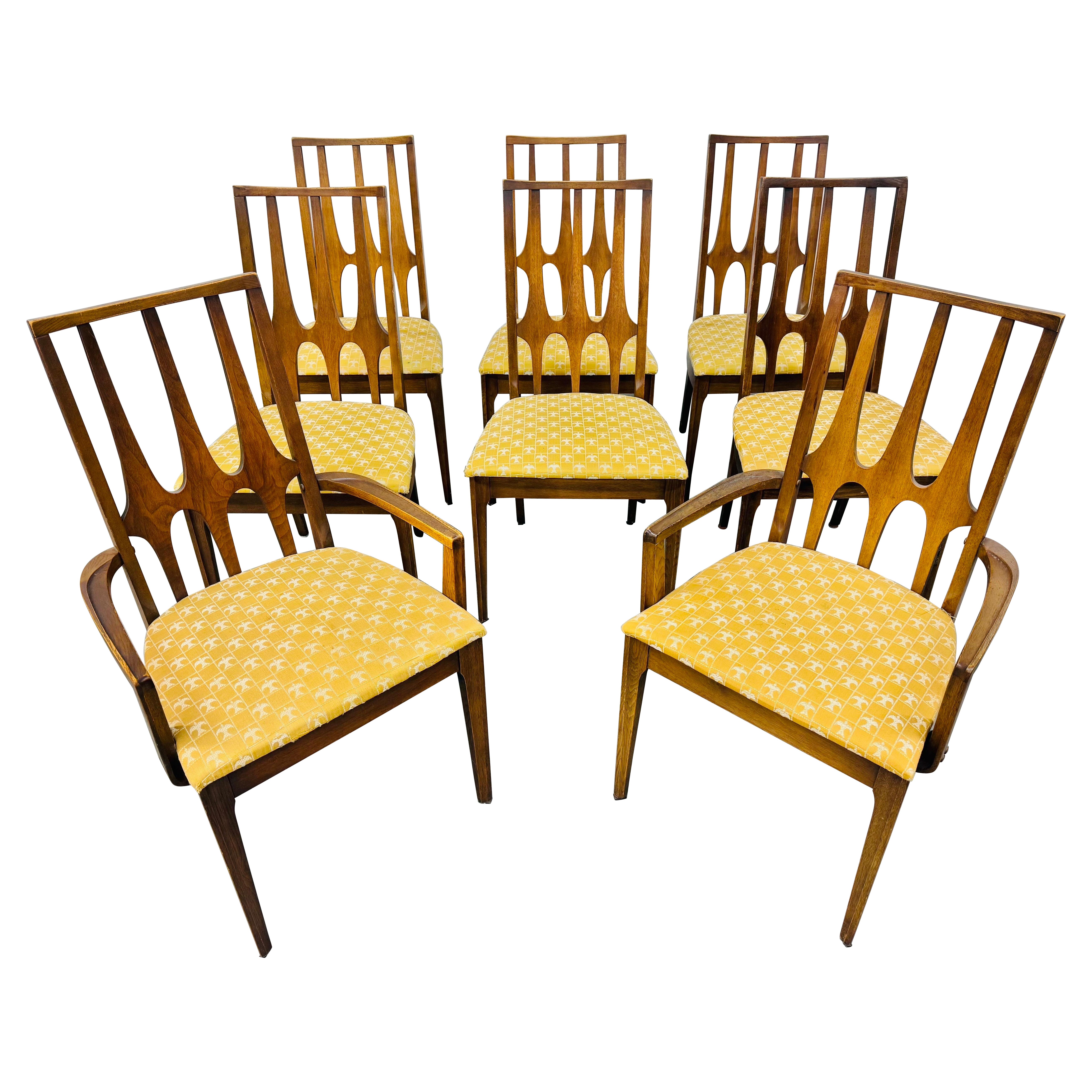 Mid-Century Modern Broyhill Brasilia Walnut Dining Chairs - Set of 8