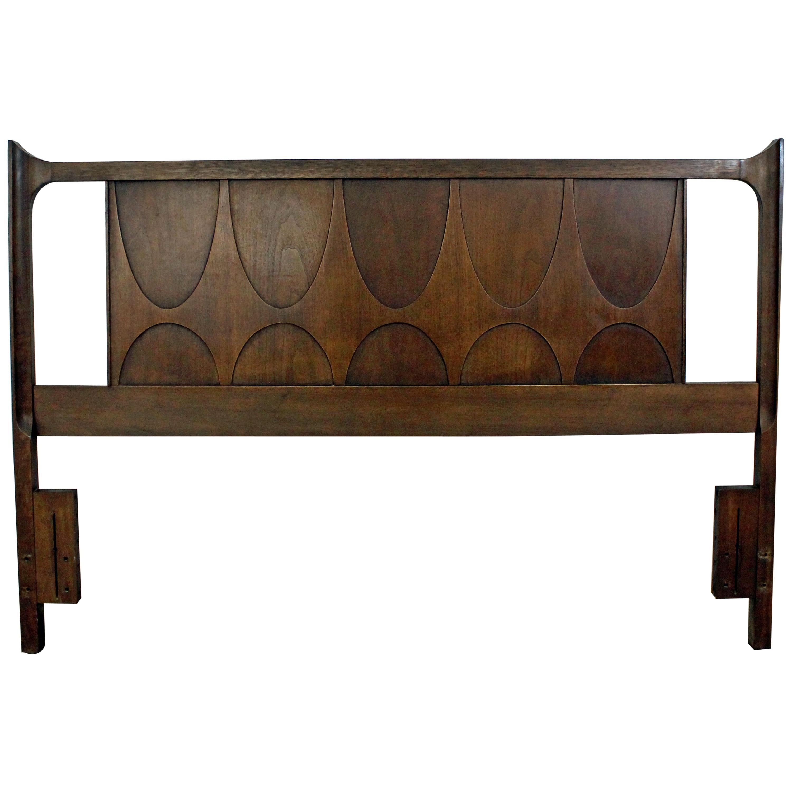 Mid-Century Modern Broyhill Brasilia Walnut Full/Queen Size Headboard