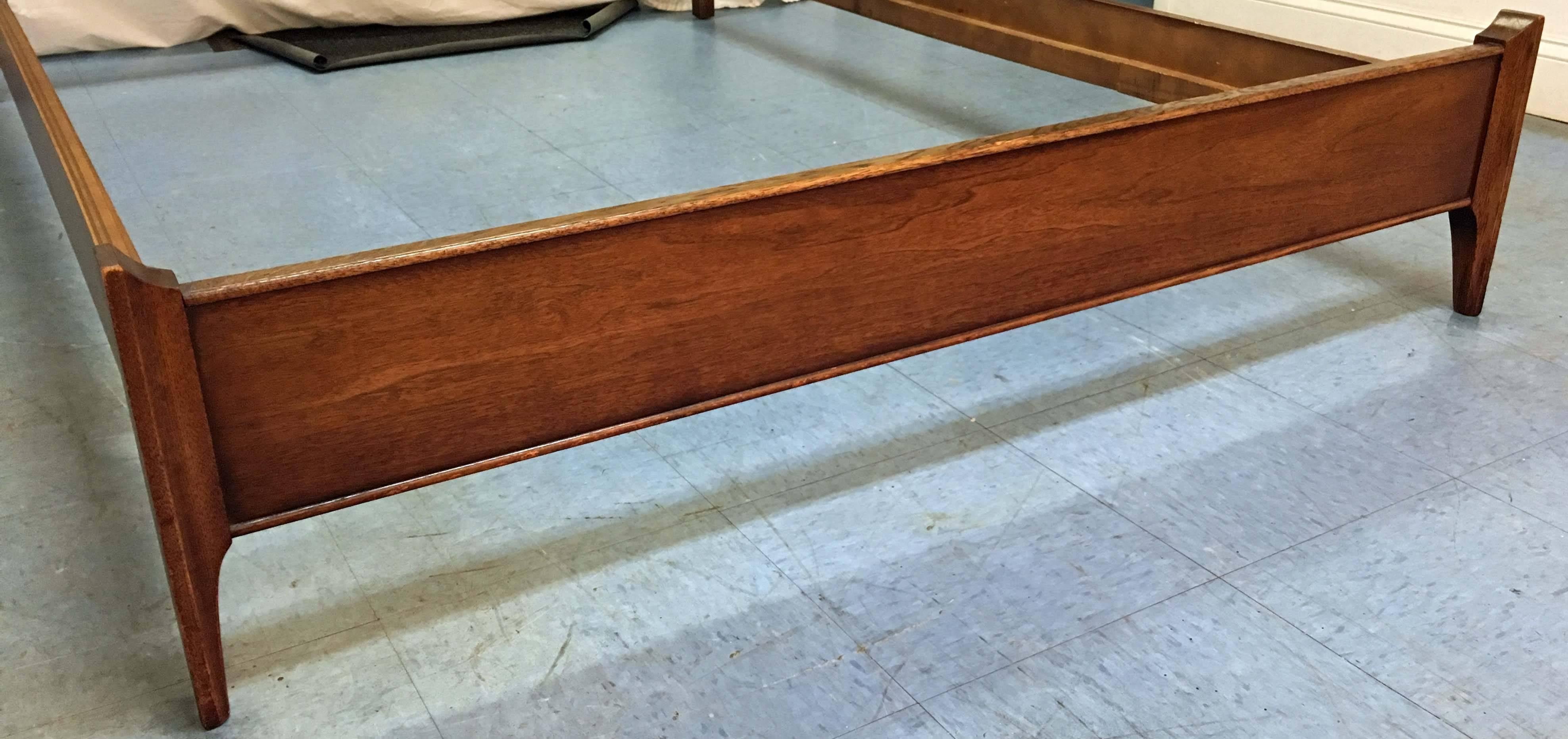 American Mid-Century Modern Broyhill Brasilia Walnut Full Size Bed Frame