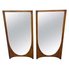 Mid-Century Modern Broyhill Brasilia Walnut Mirrors - Set of 2