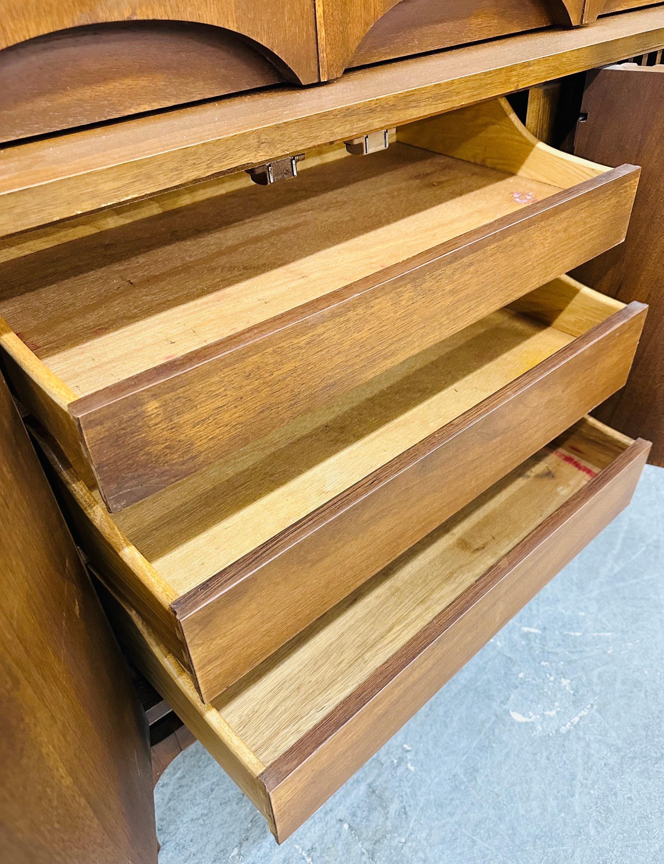 Wood Mid-Century Modern Broyhill Brasilia Walnut Room Divider