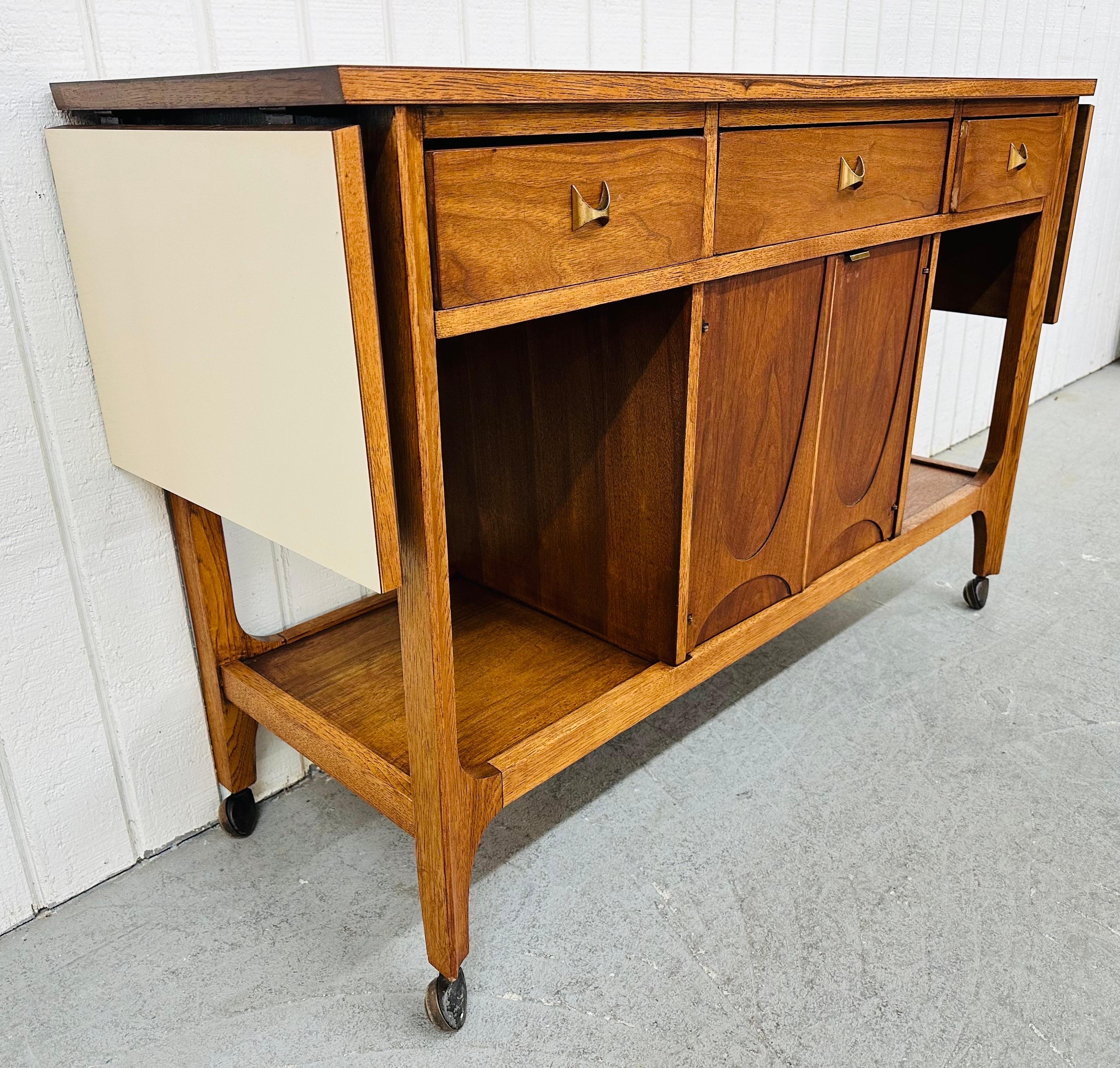 American Mid-Century Modern Broyhill Brasilia Walnut Serving Cart
