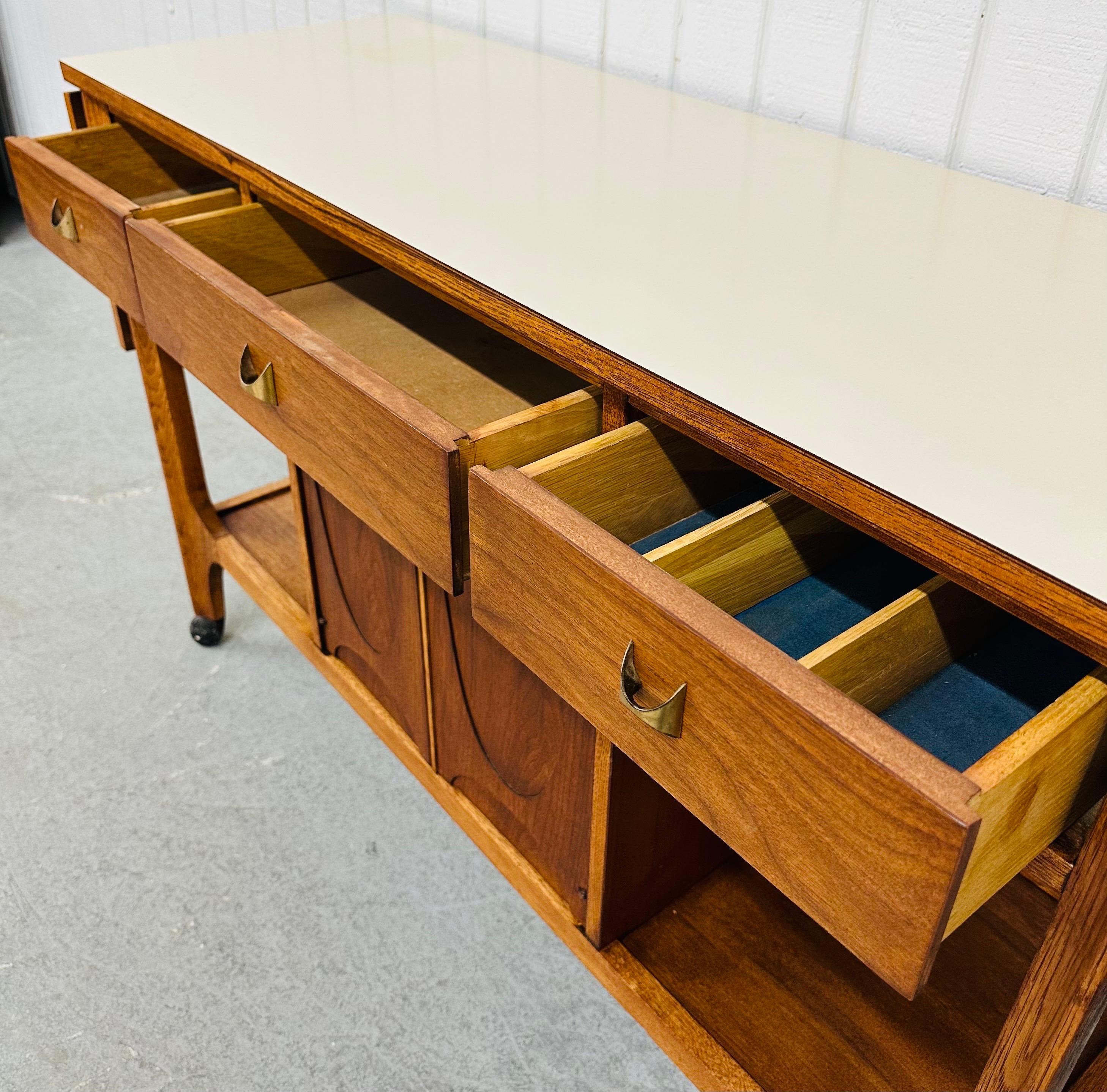20th Century Mid-Century Modern Broyhill Brasilia Walnut Serving Cart