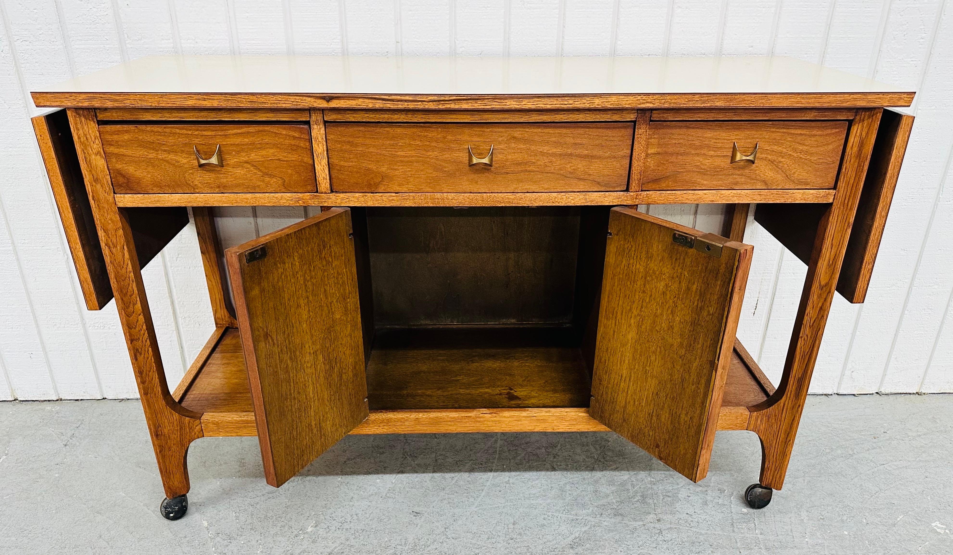 Laminate Mid-Century Modern Broyhill Brasilia Walnut Serving Cart