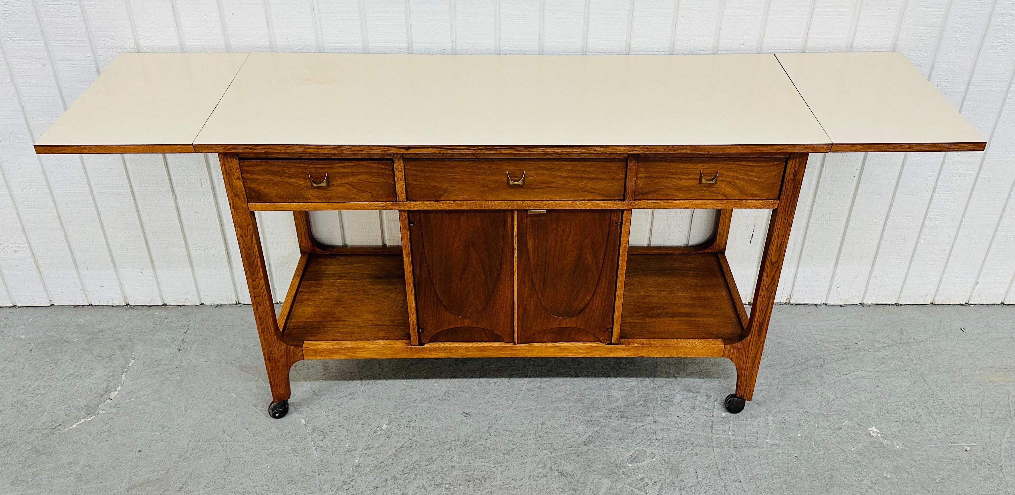 Mid-Century Modern Broyhill Brasilia Walnut Serving Cart 2