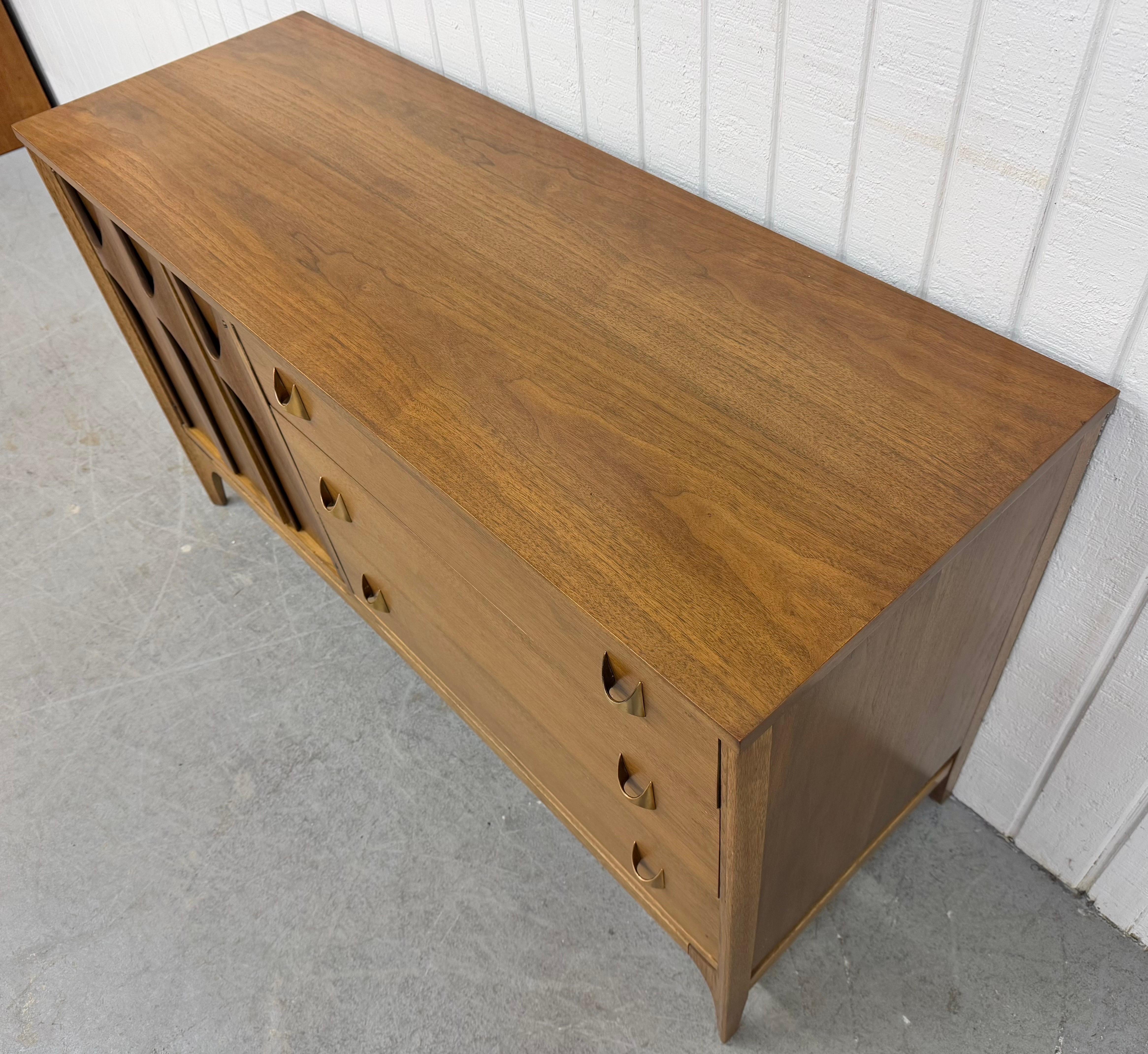Brass Mid-Century Modern Broyhill Brasilia Walnut Sideboard