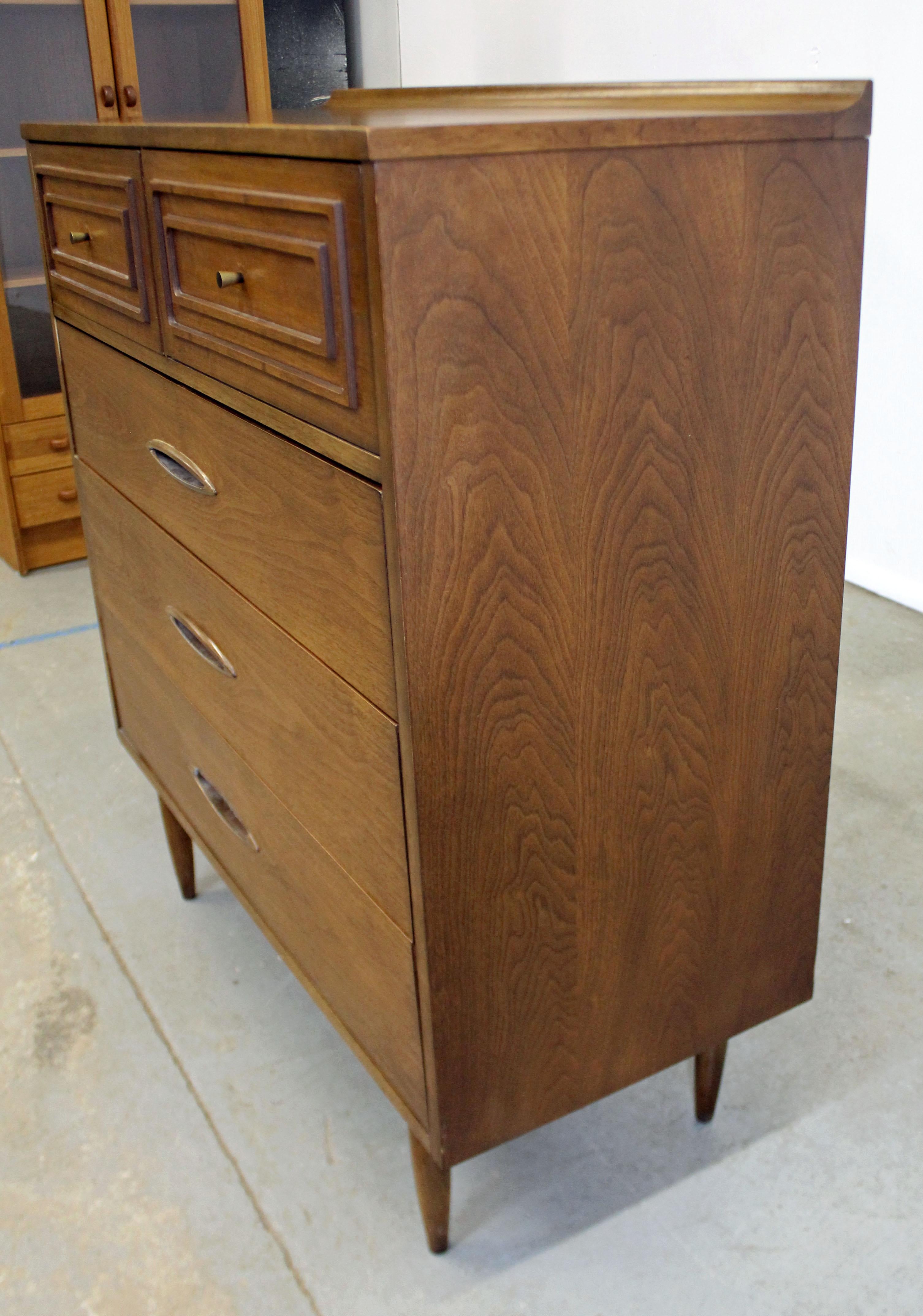 Walnut Mid-Century Modern Broyhill Premier Sculptra Tall Chest of Drawers