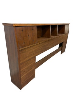 Mid-Century Modern Broyhill Saga King Size Walnut Headboard