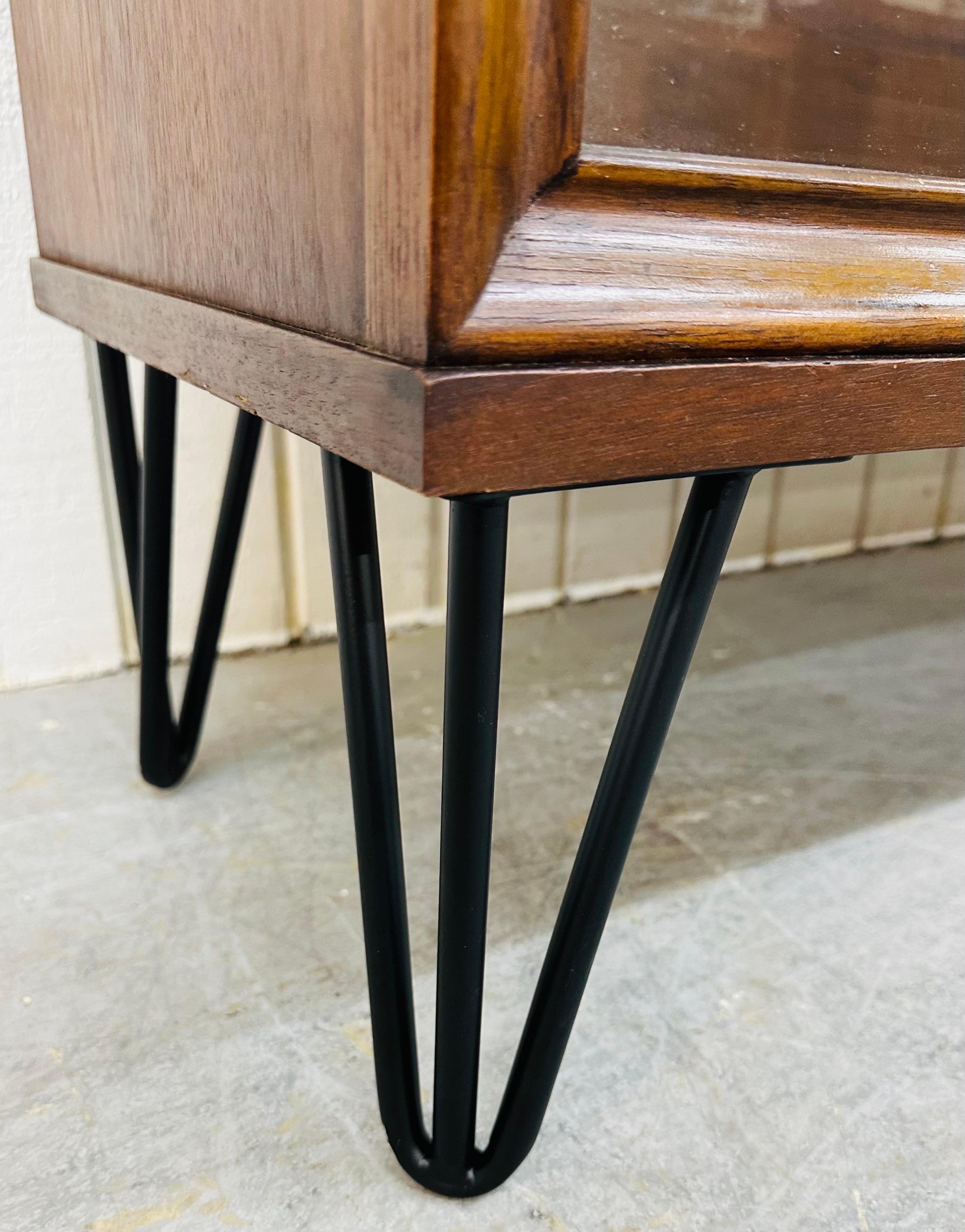 Metal Mid-Century Modern Broyhill Saga Walnut Bookcase