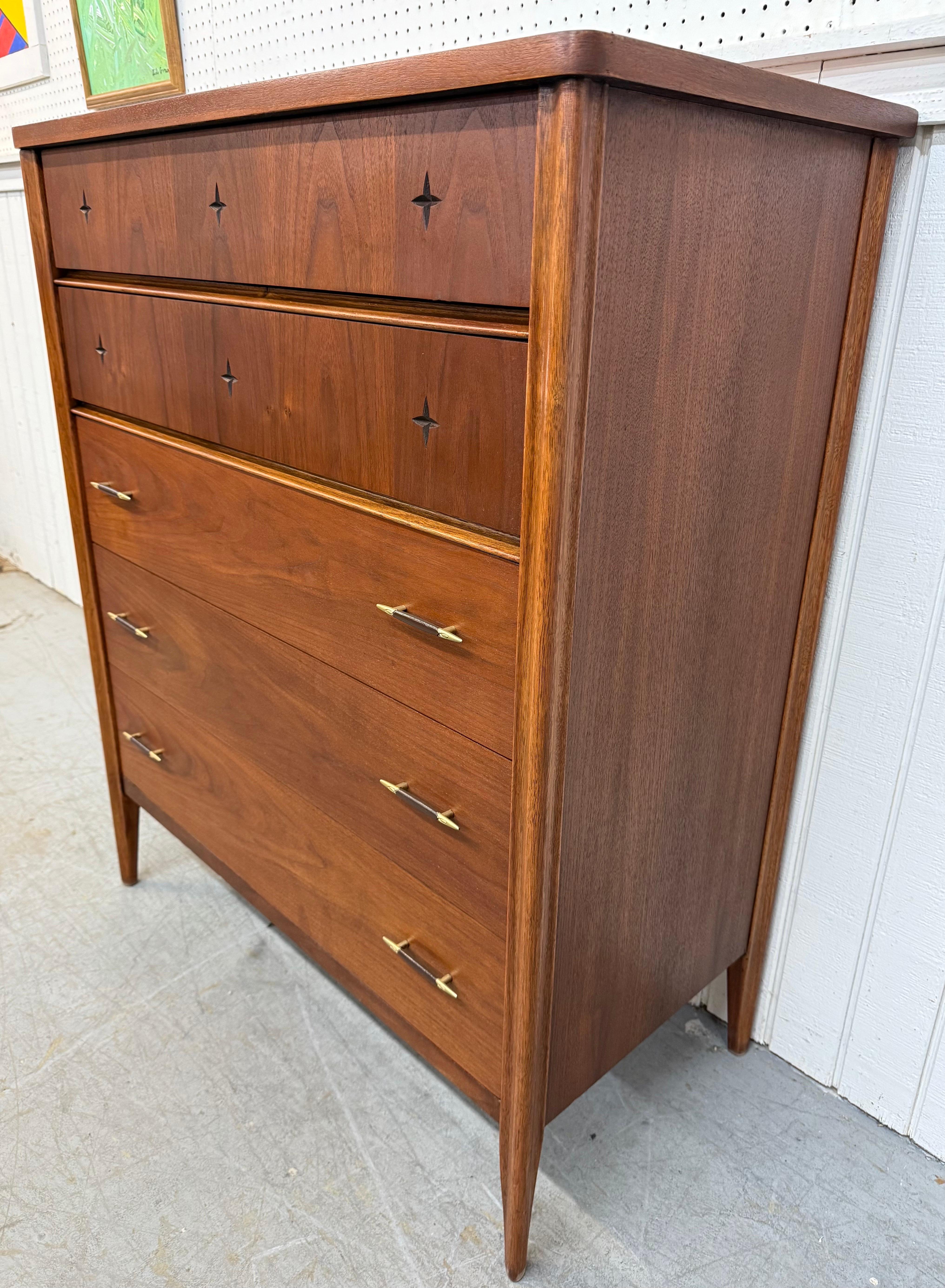 American Mid-Century Modern Broyhill Saga Walnut High Chest For Sale