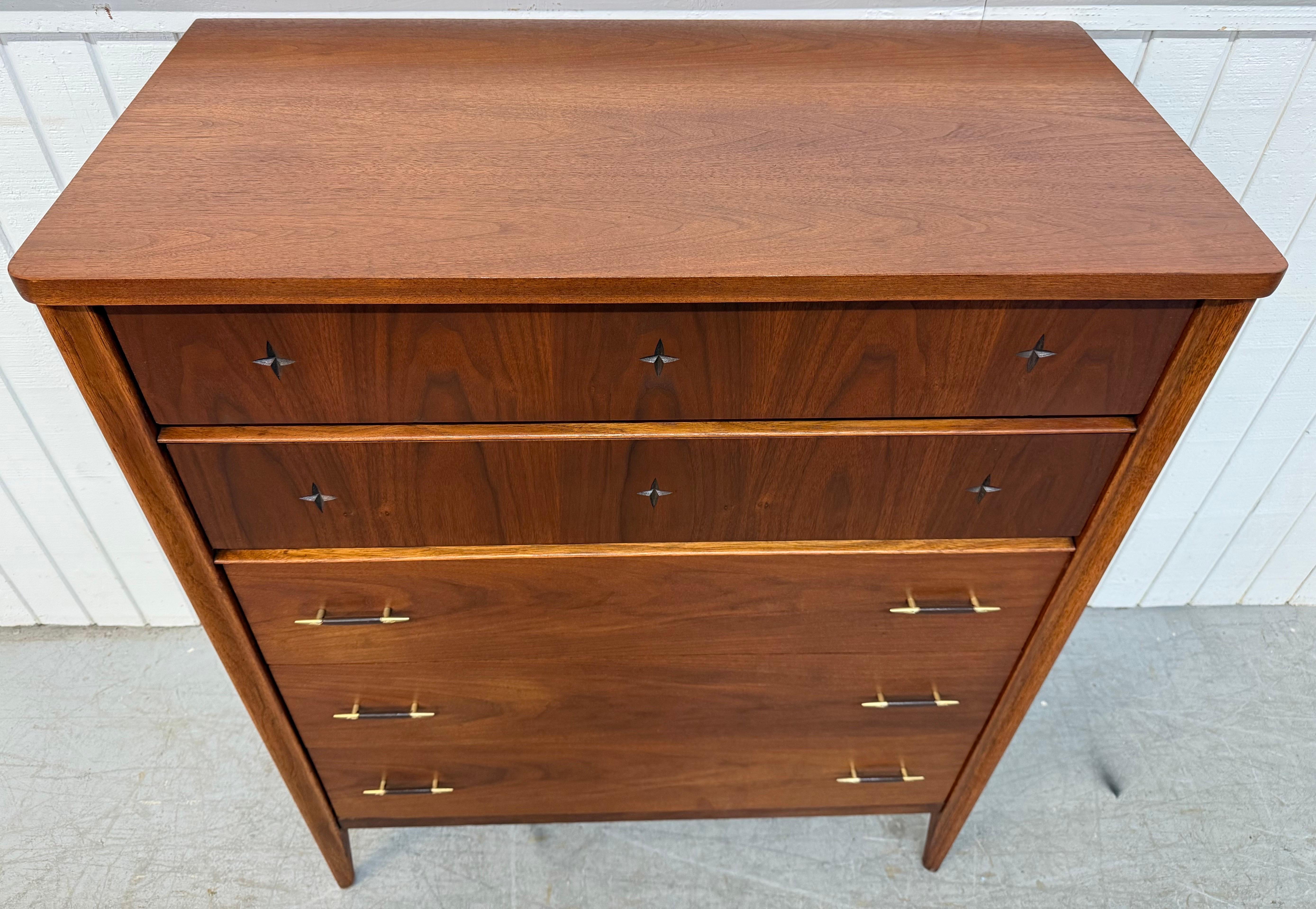 20th Century Mid-Century Modern Broyhill Saga Walnut High Chest For Sale
