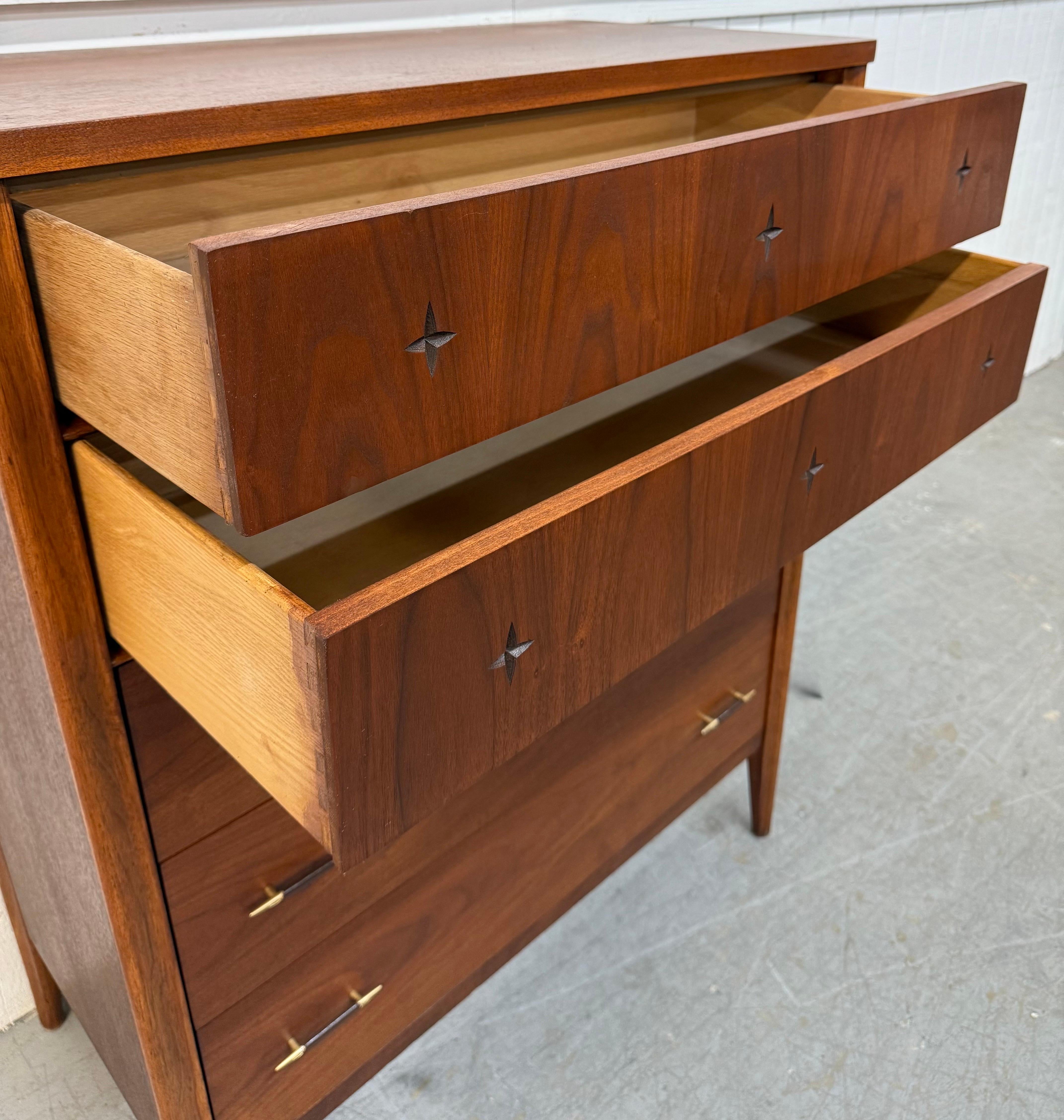 Mid-Century Modern Broyhill Saga Walnut High Chest For Sale 1